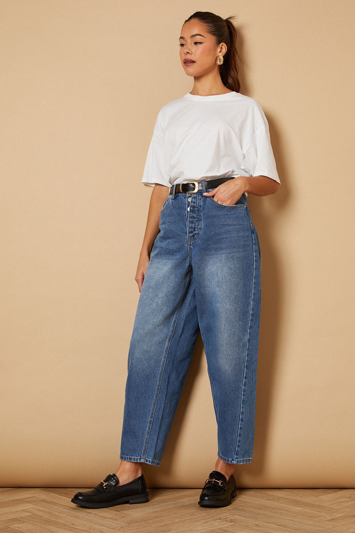 Oasis Zuleika Faux Leather Fringe Detail Metal Snaffle Chunky Loafers Black image 2