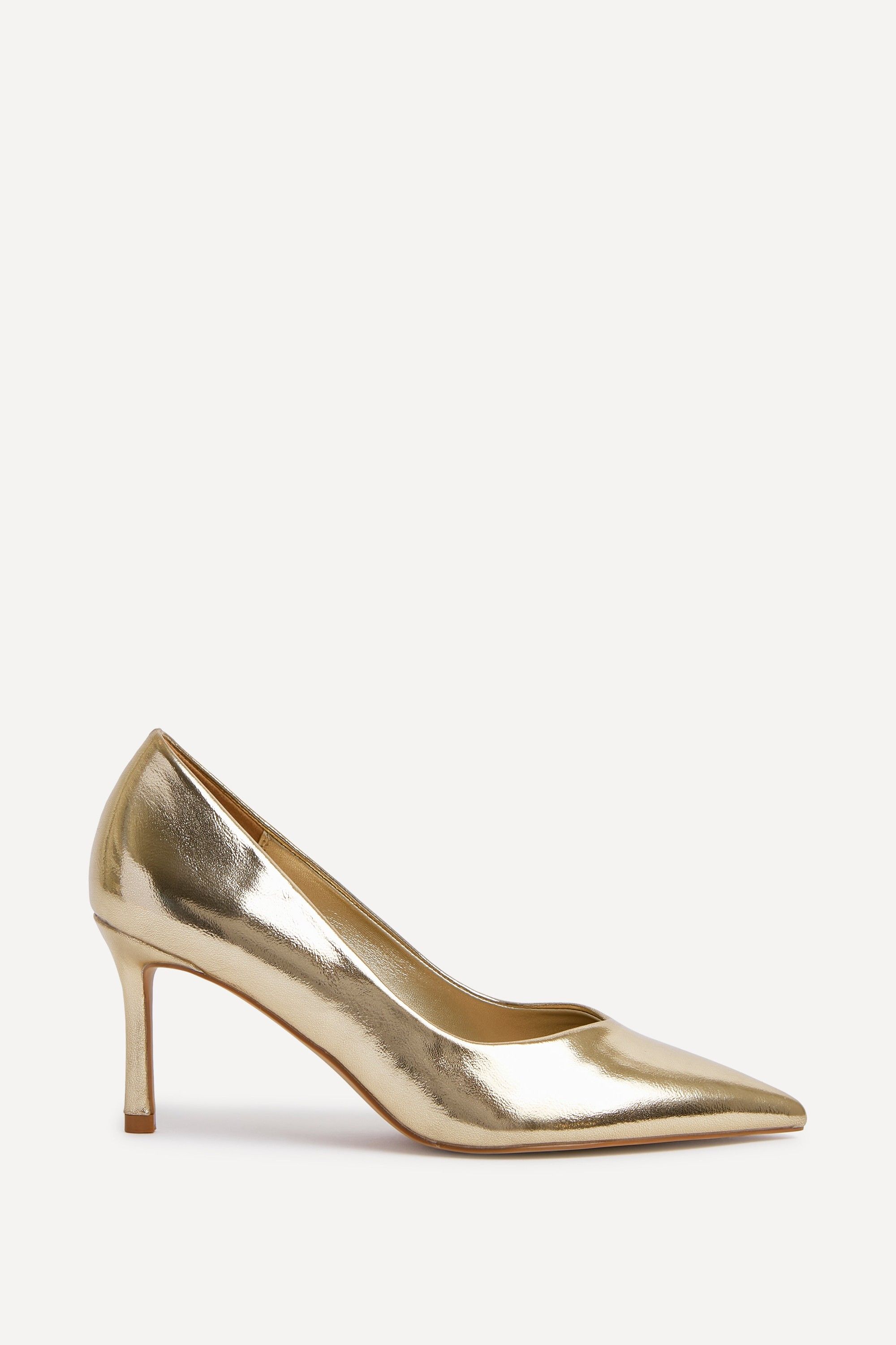 Linzi Classic Gold Faux Leather Court Heels image 1