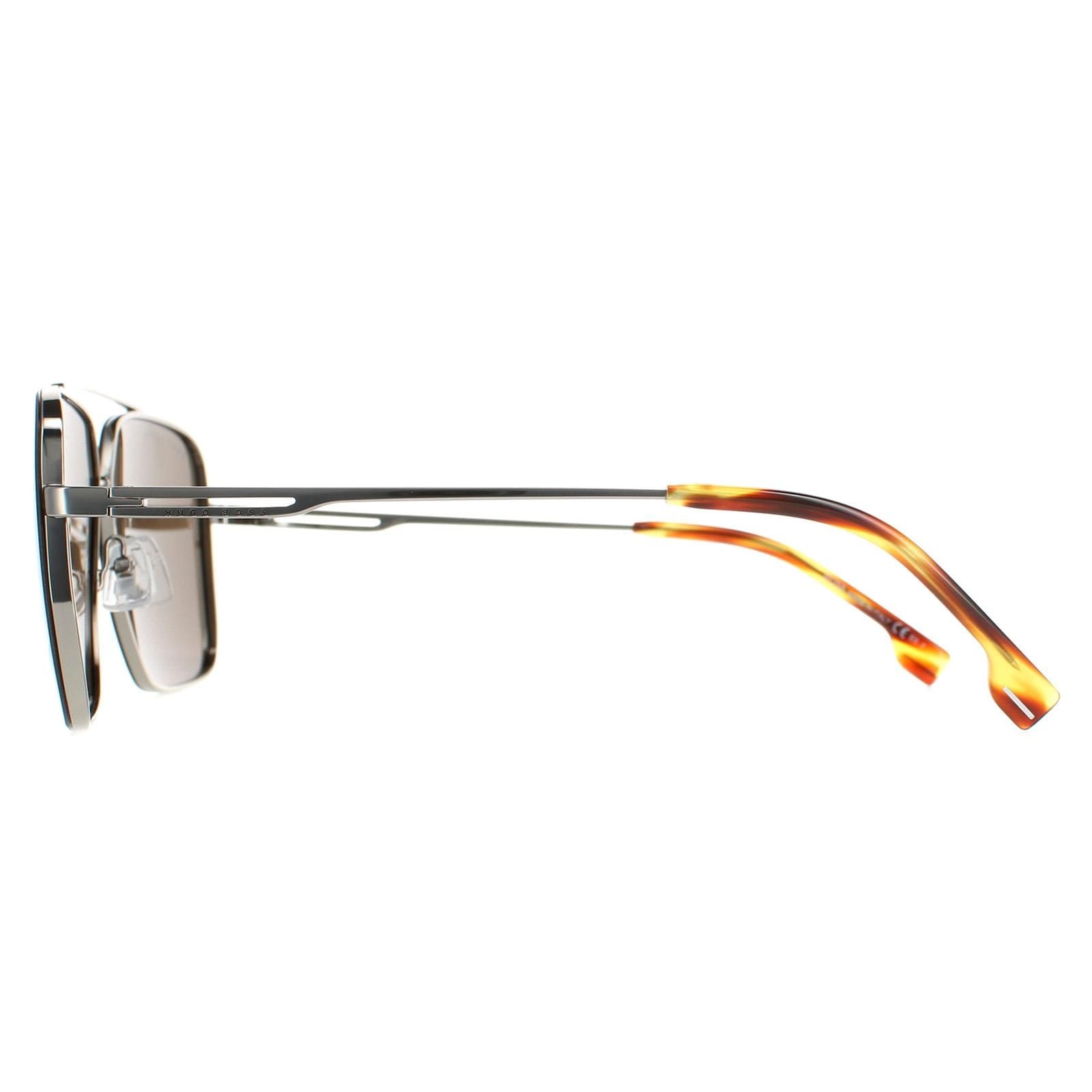 Hugo Boss Round Brown Horn Ruthenium Brown BOSS 1325/S image 3