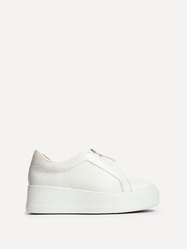 Linzi Piper White Faux Leather Platform Trainer