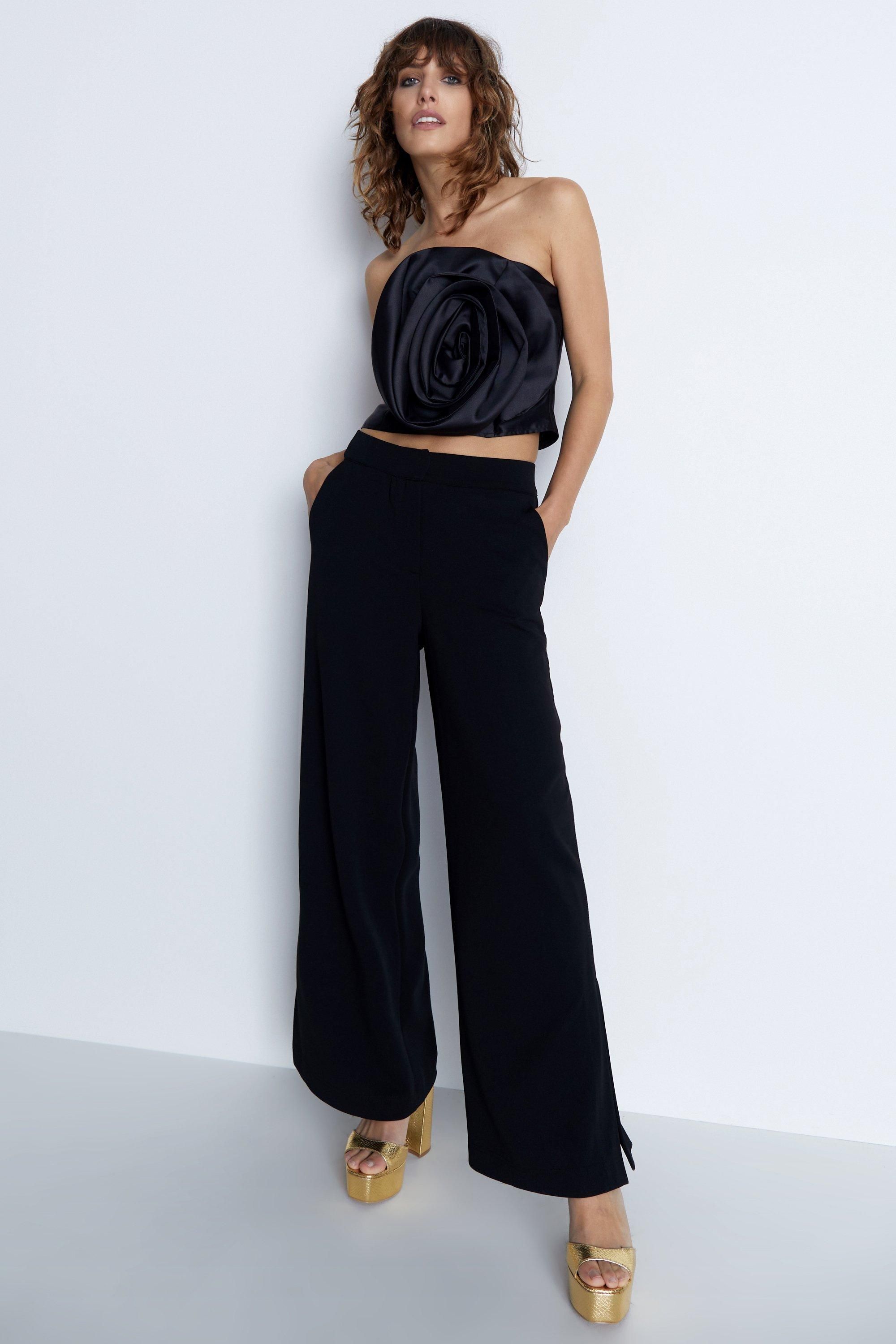 Warehouse Corsage Detail Bandeau Top Black image 1