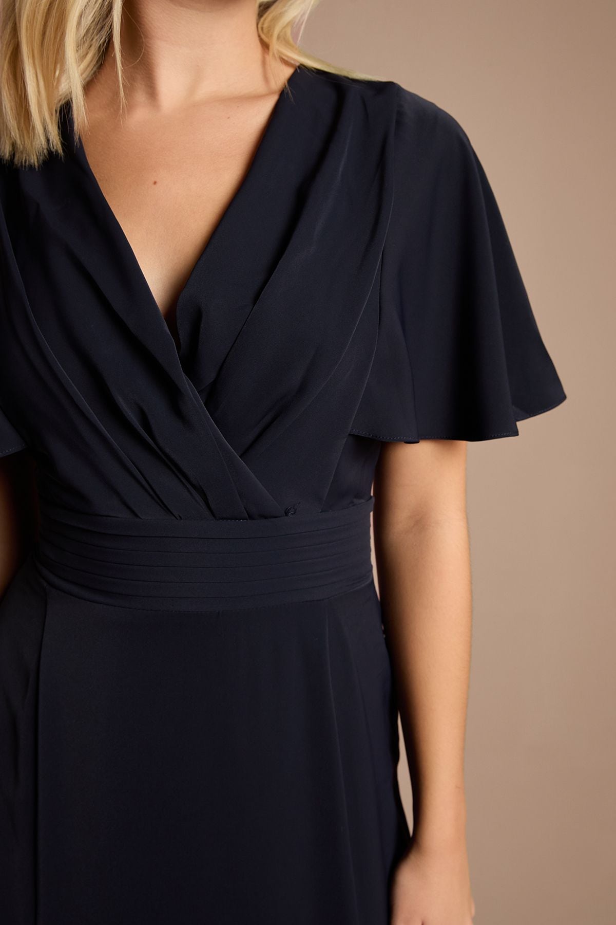 Coast Teen V Neck Flutter Sleeve Bridesmaid Dress Navy image 4