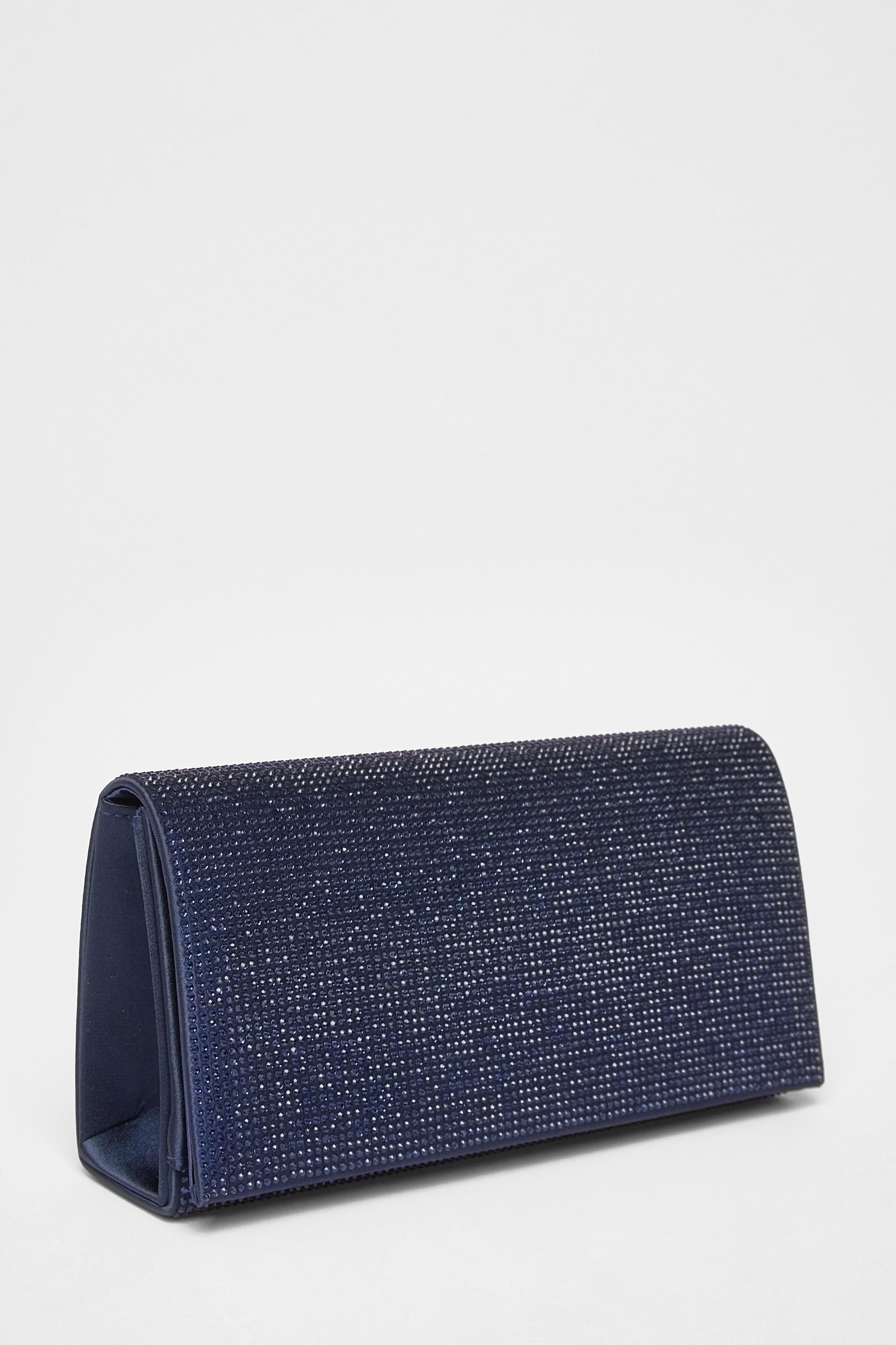 Quiz Navy Diamante Embellished Clutch Bag image 1