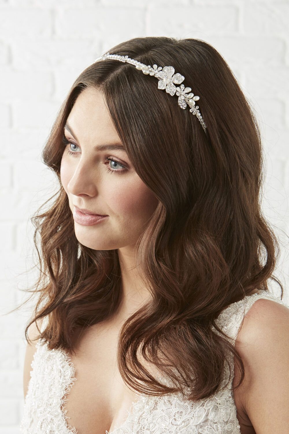 Jon Richard Silver Plated Clear Crystal Floral Headband - Gift Pouch image 2