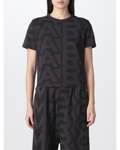 Marc Jacobs AllOver Logo Print TShirt Wo - Black T-Shirts