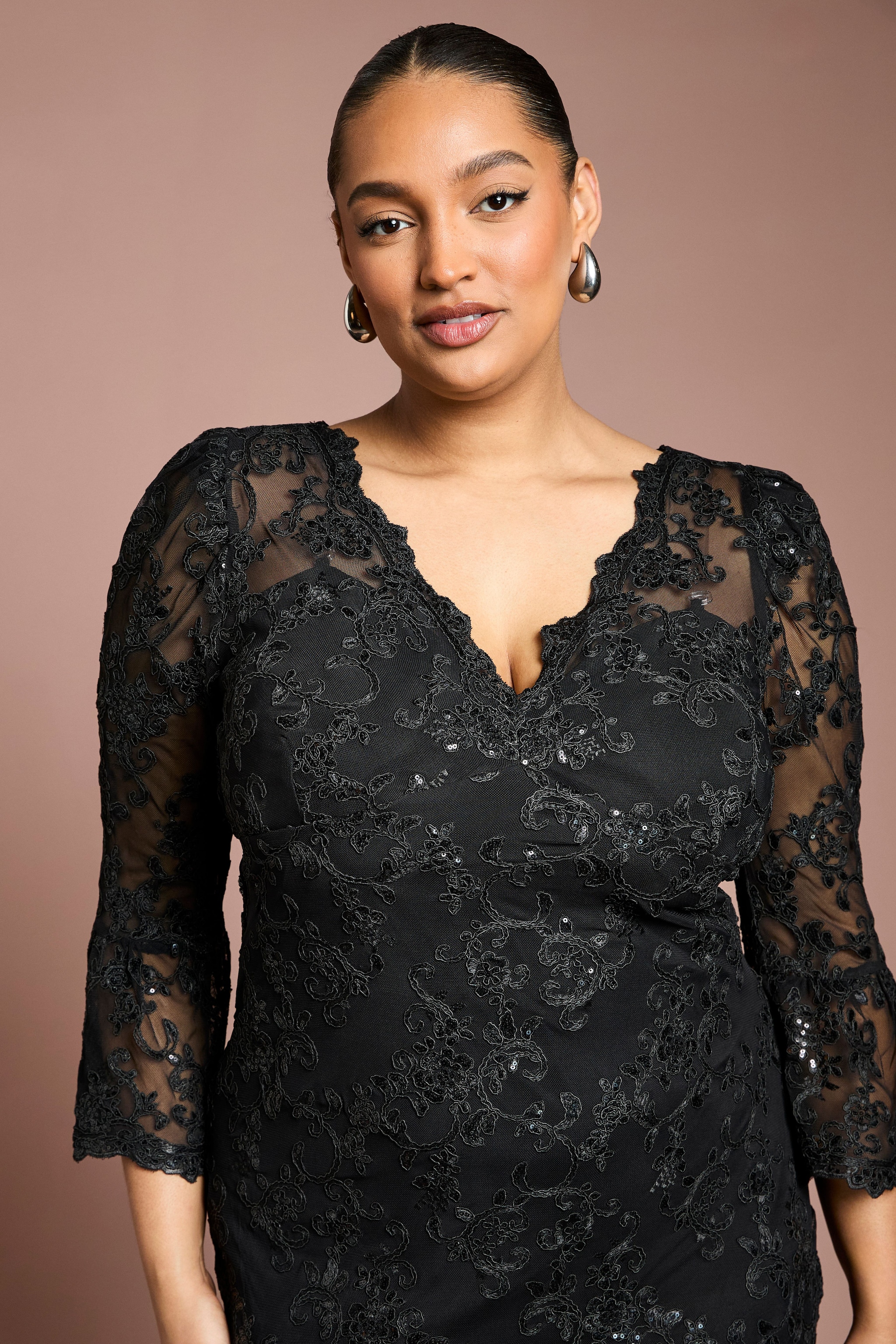 Coast Plus Size Sequin Bodycon Midi Dress Black image 4