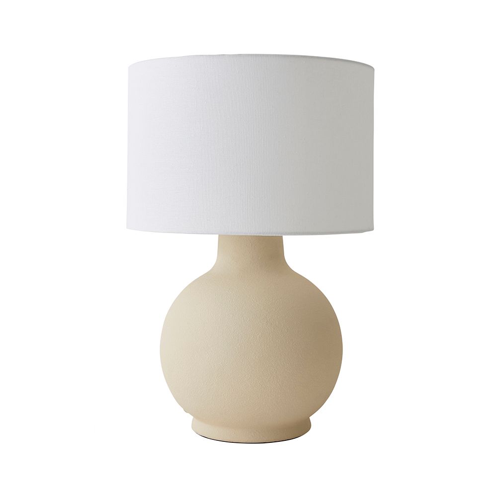 ValueLights Blair Natural Linen Shade Hand Finished Ceramic Stonewear Table Lamp with Bulb image 2