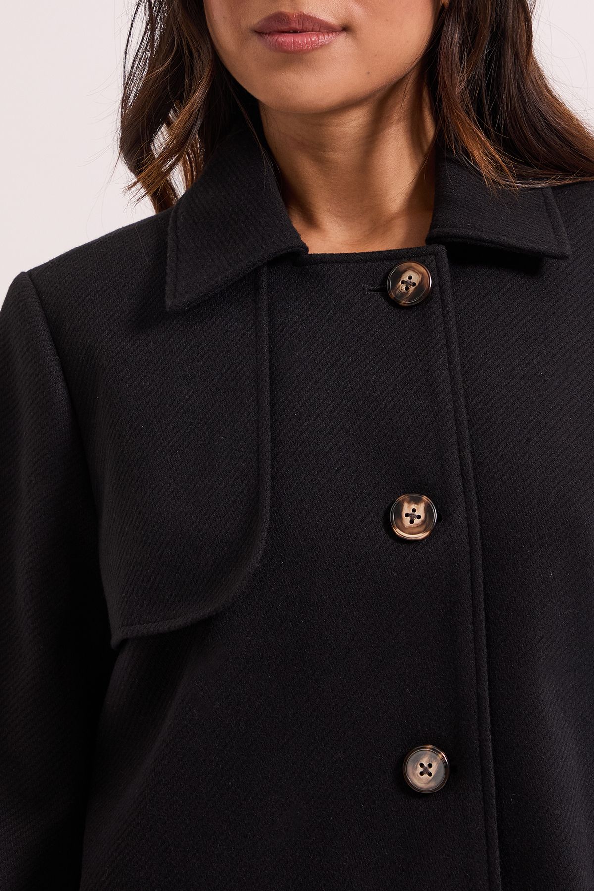 Dorothy Perkins Petite Short Trench Coat Black image 5