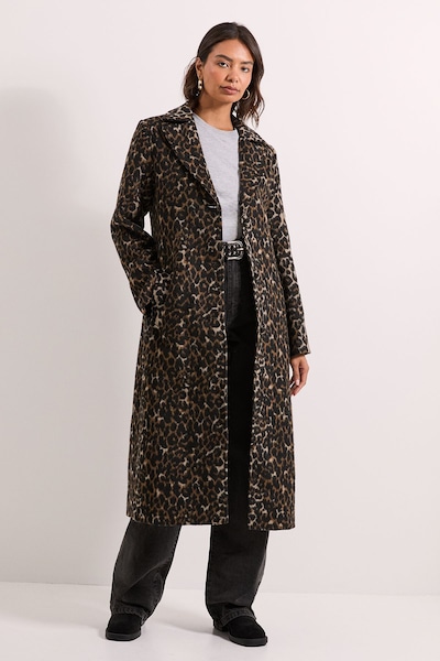Dorothy Perkins Leopard Animal Wool Midi Coat Animal