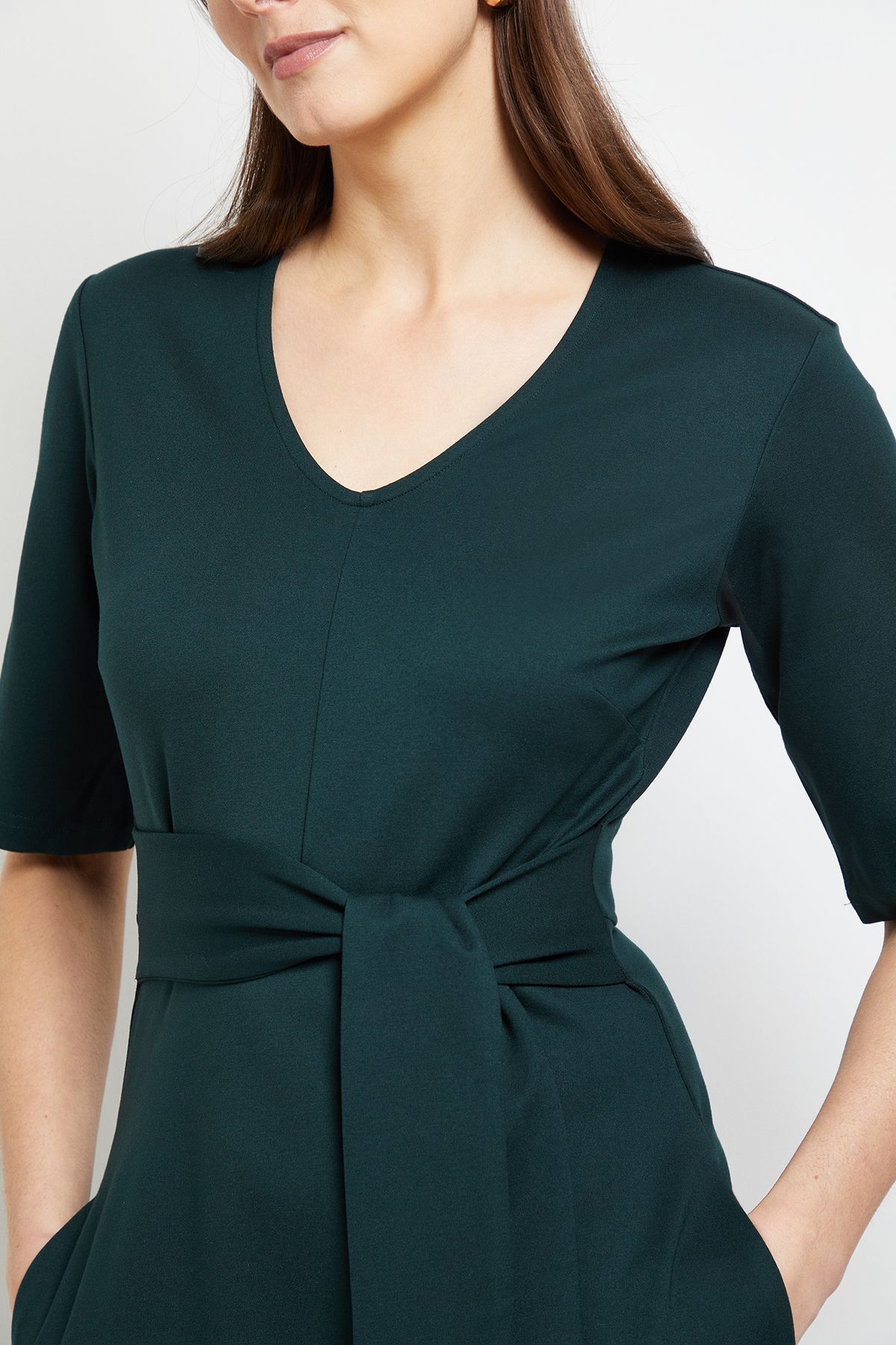 Principles V Neck Belted Ponte Midi Dress Forest image 5