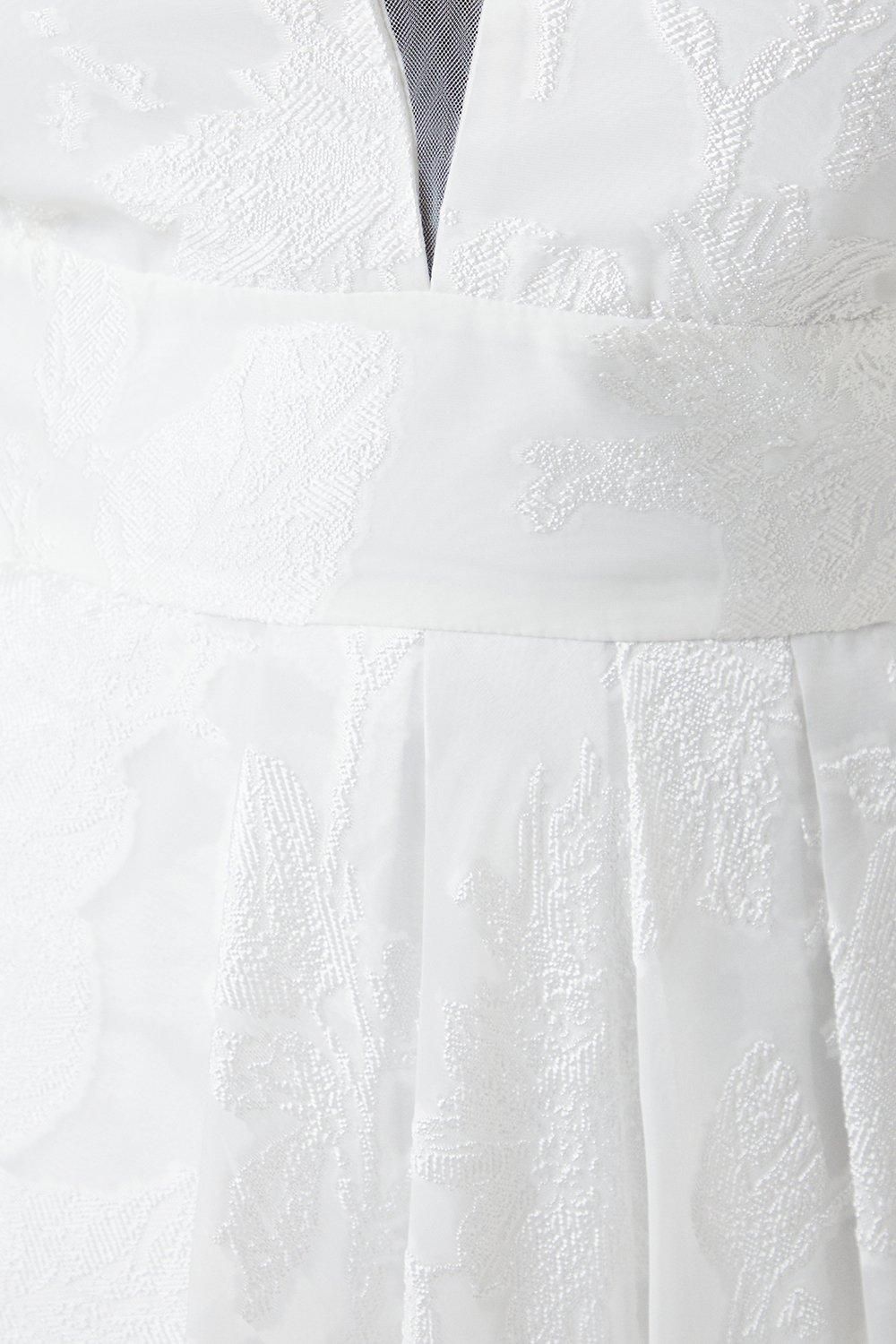 Coast Plus Size Plunge Neck Waterfall Organza Jacquard Maxi Wedding Dress Ivory image 5