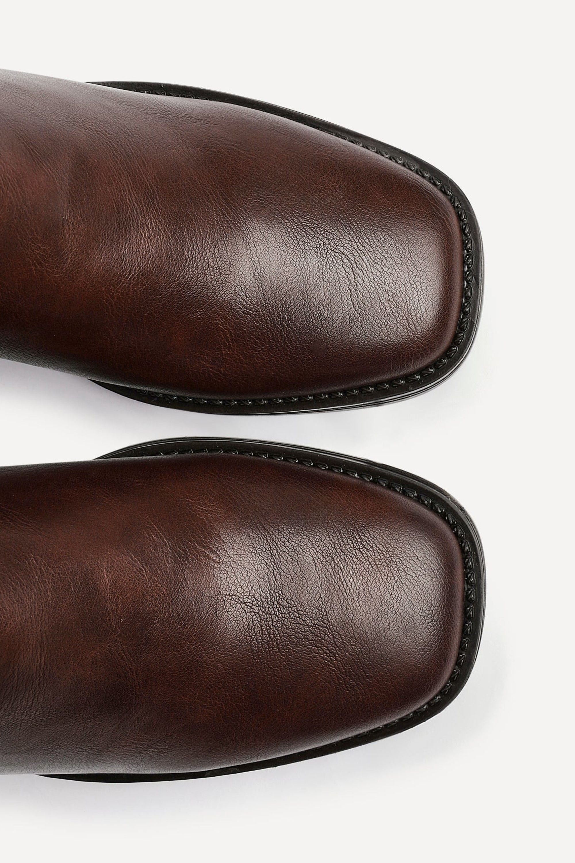 Linzi Reason Brown Faux Leather Block Heel High Leg Boot image 5