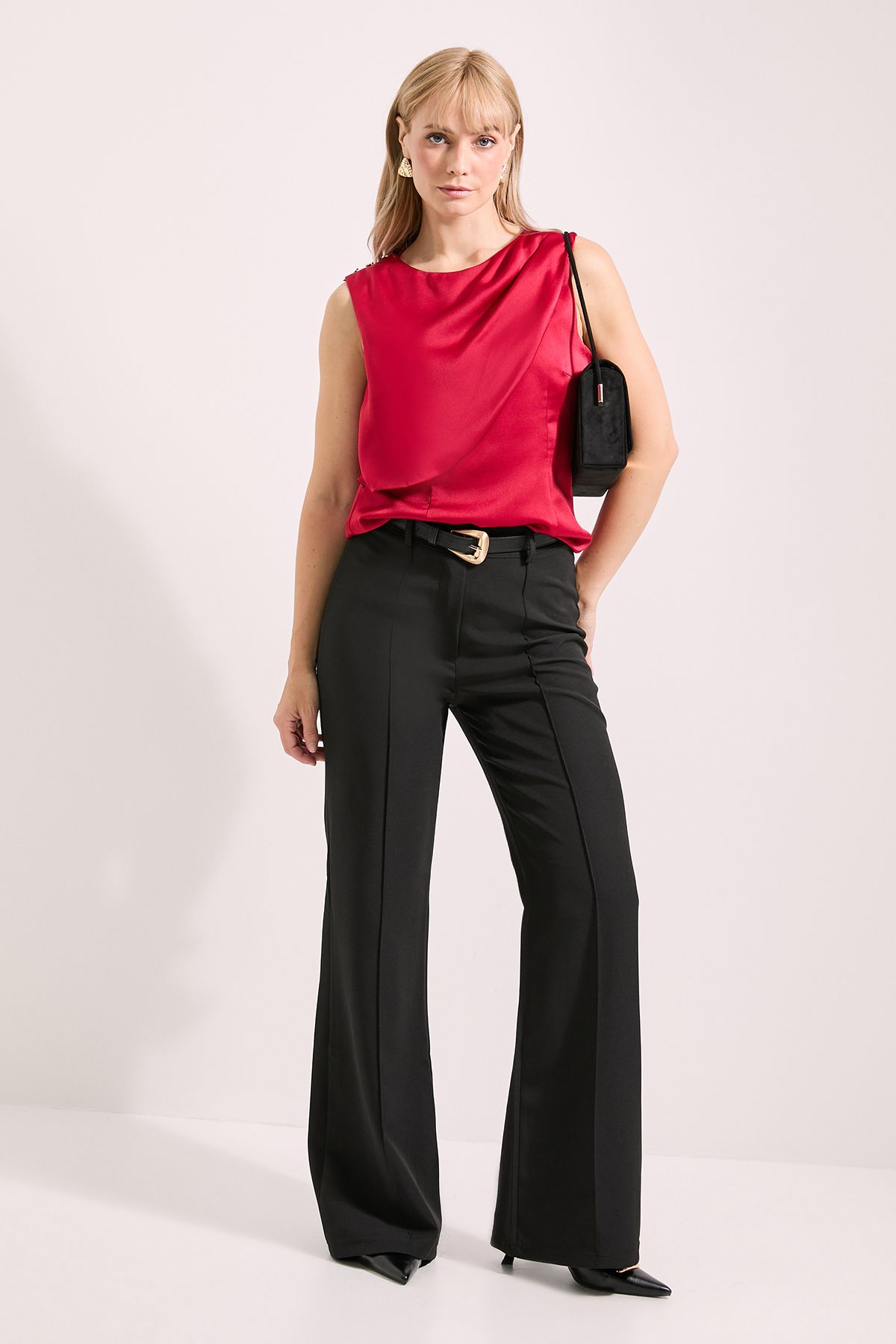 Principles Hammered Satin Caped Top Rust image 4