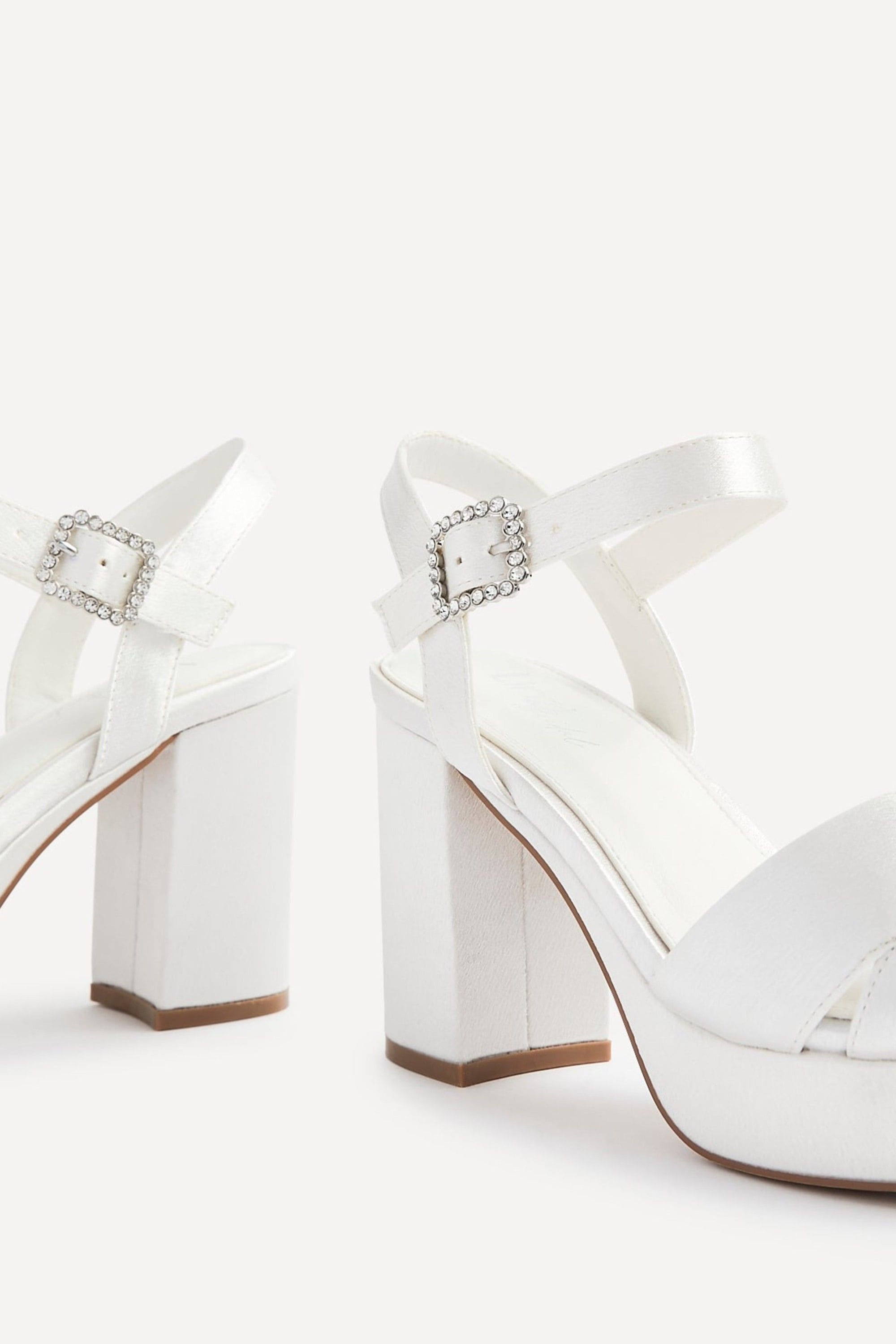 Linzi Perola Ivory Satin Platform Heels image 4