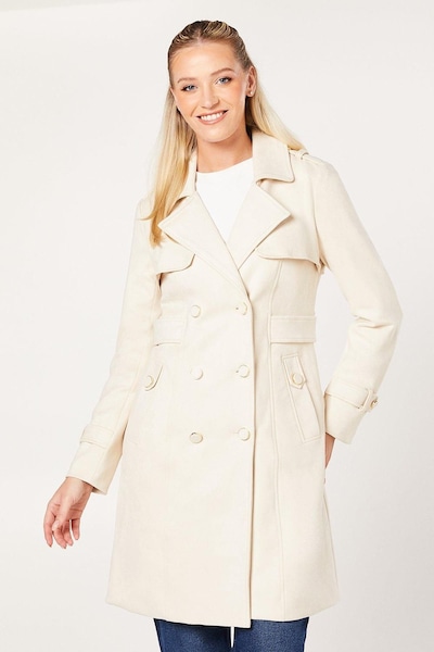 Dorothy Perkins Suedette Trench Coat Cream