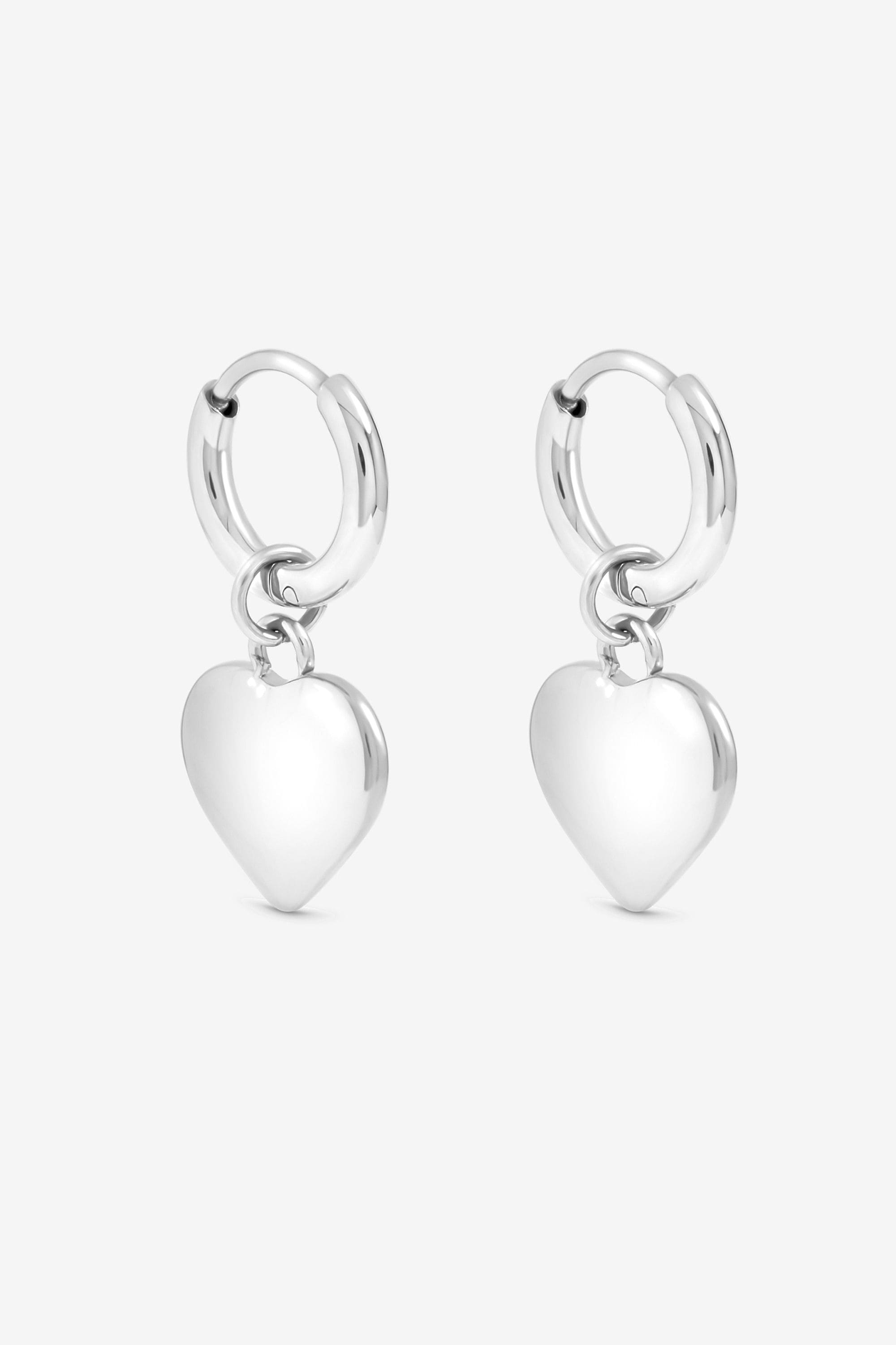 Jon Richard Waterproof Silver Plated Heart Charm Hoop Earrings image 1