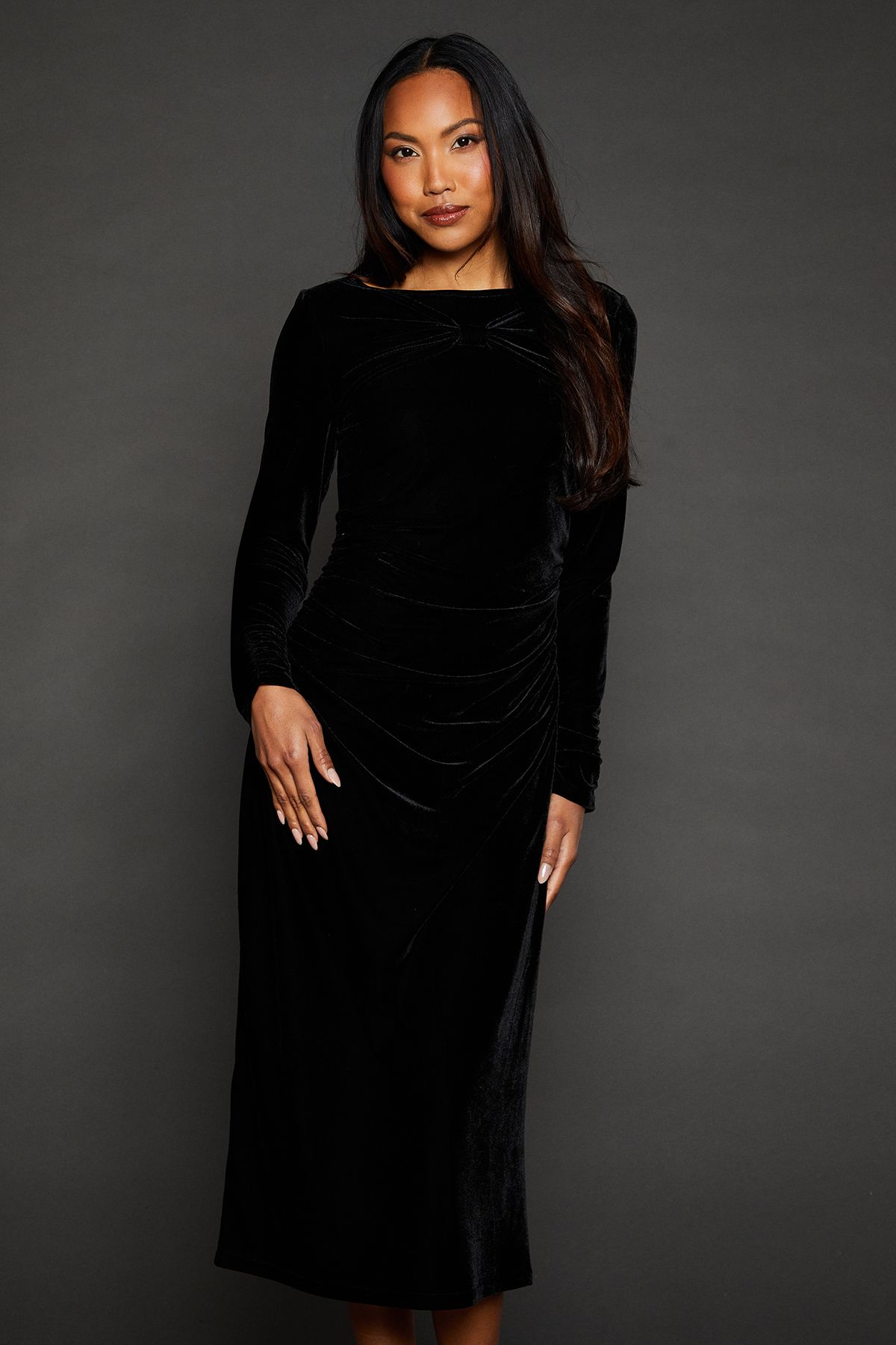 Principles Black Knot Detail Midi Dress Black image 1