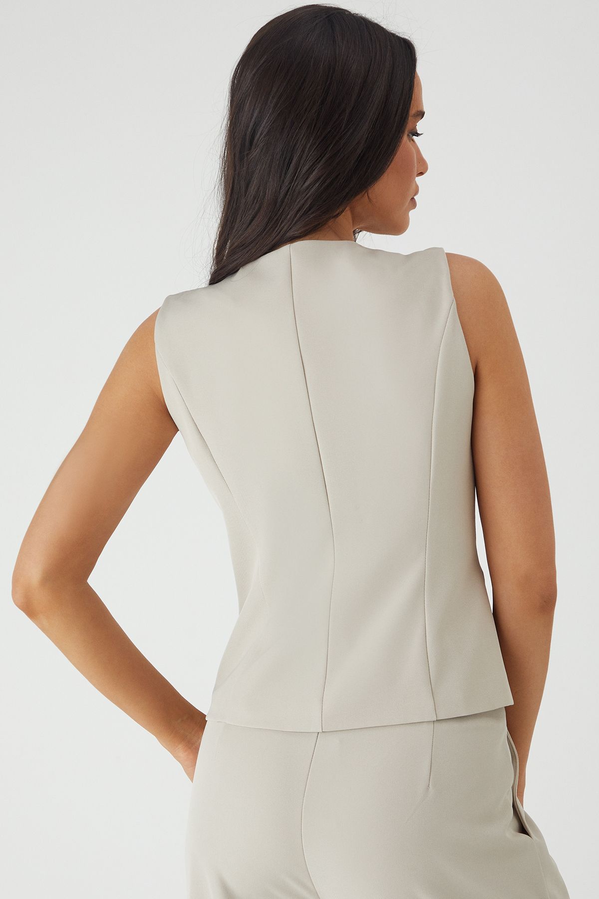 MissPap Tailored Double Button Waistcoat Stone image 3