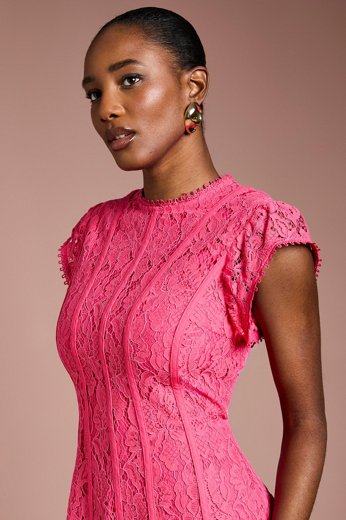 Coast Lace Panelled Midi Dress Red image 4