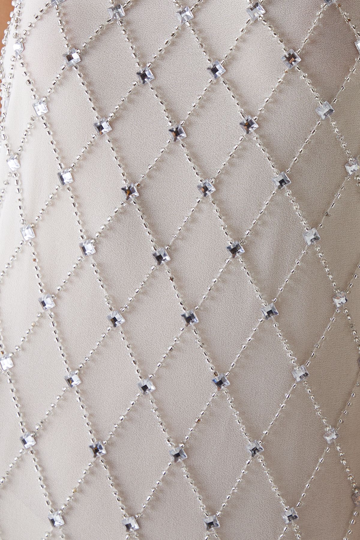 Warehouse Hand Embellished Strappy Sequin Fringe Hem Midi Dress Ivory image 5