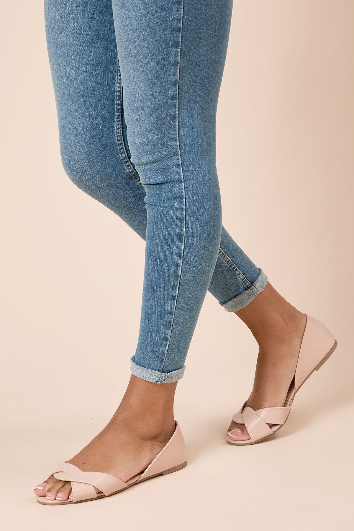 Dorothy Perkins Maddie Open Toe Ballet Pumps Blush image 3