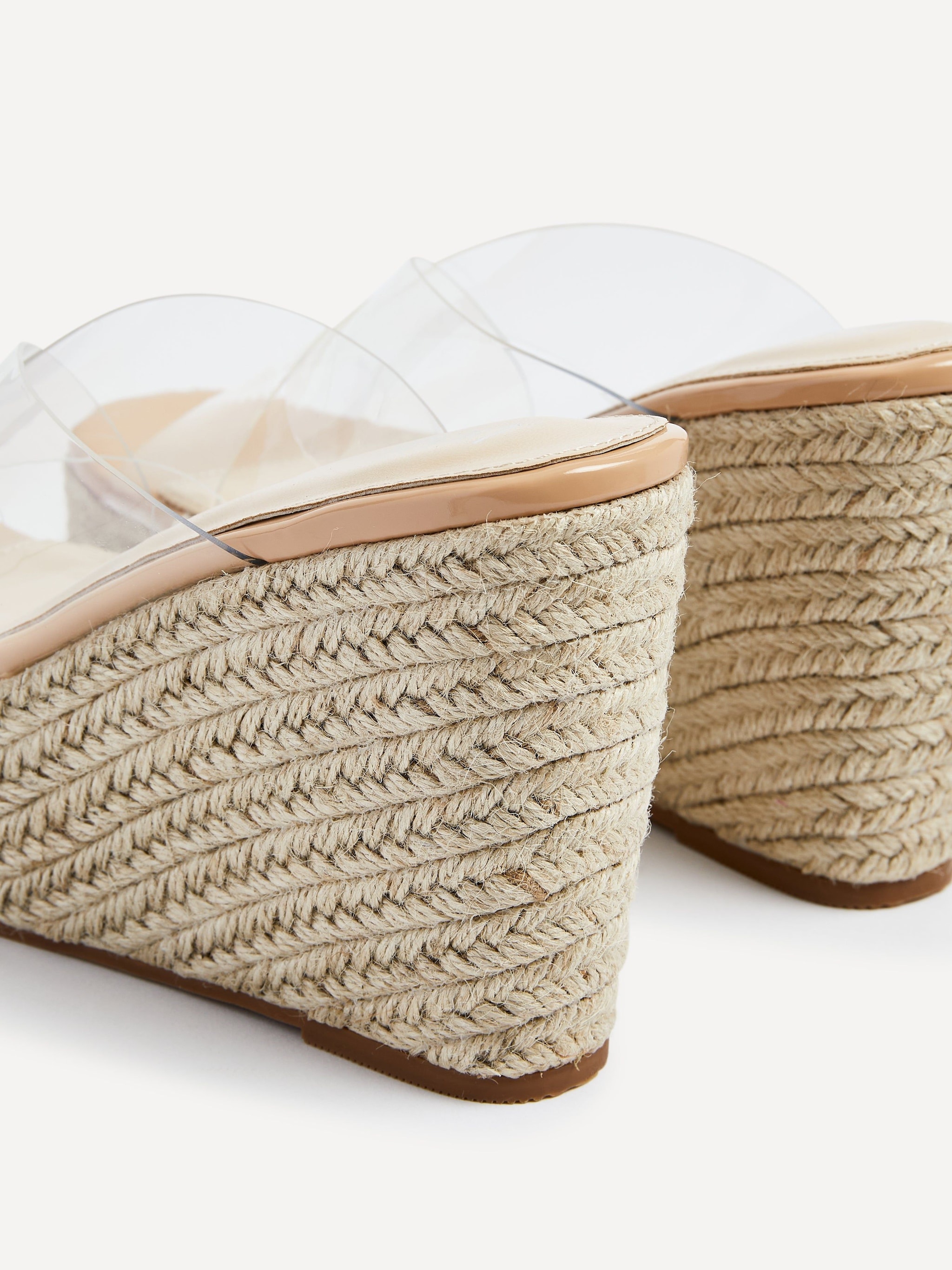 Linzi Shaylen Nude Perspex Crossover Rope Wedge image 5