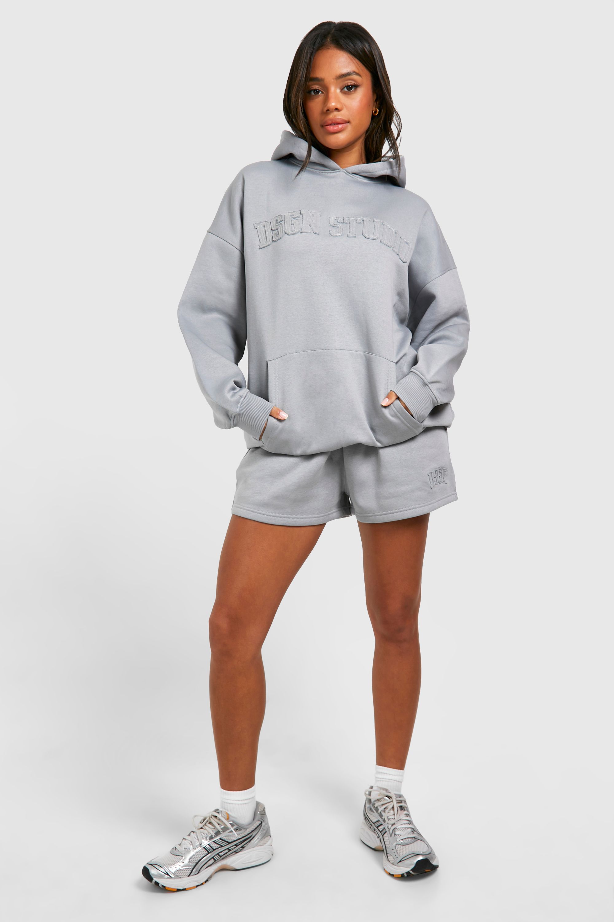 DSGN Studio DSGN Studio Self Fabric Applique Oversized Hoodie Light Blue image 5