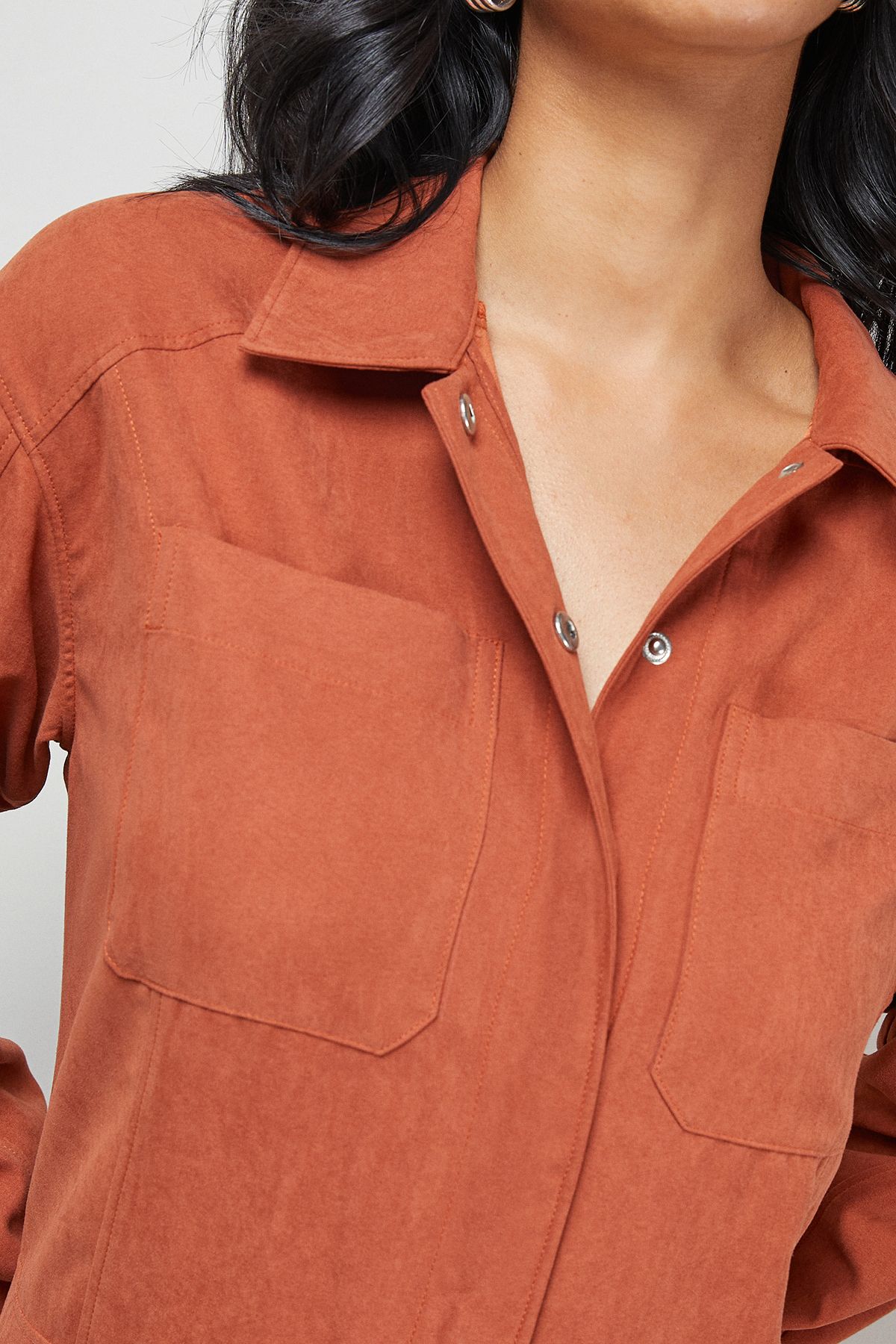 Warehouse Peach Satin Utility Boilersuit Jumpsuit Rust image 5