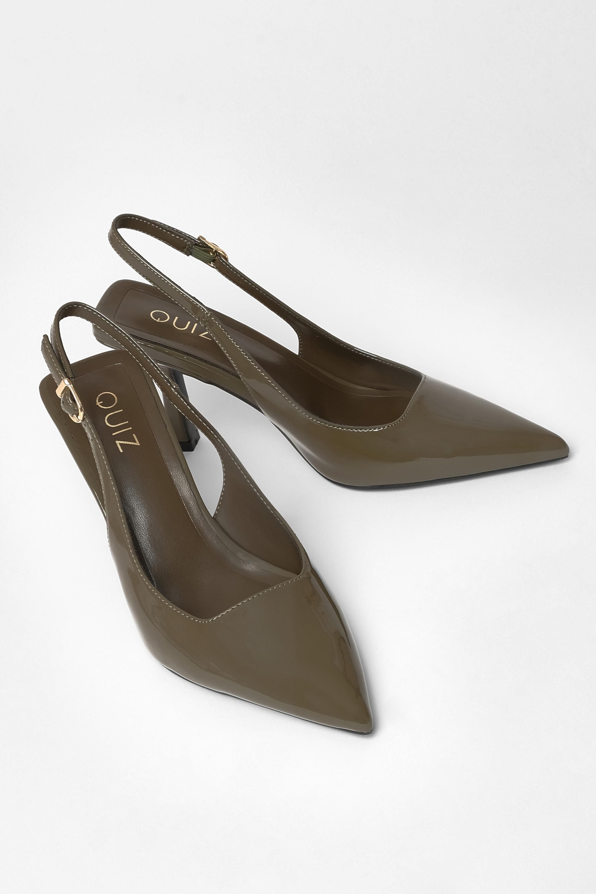 Quiz Green Faux Leather Court Heels image 2