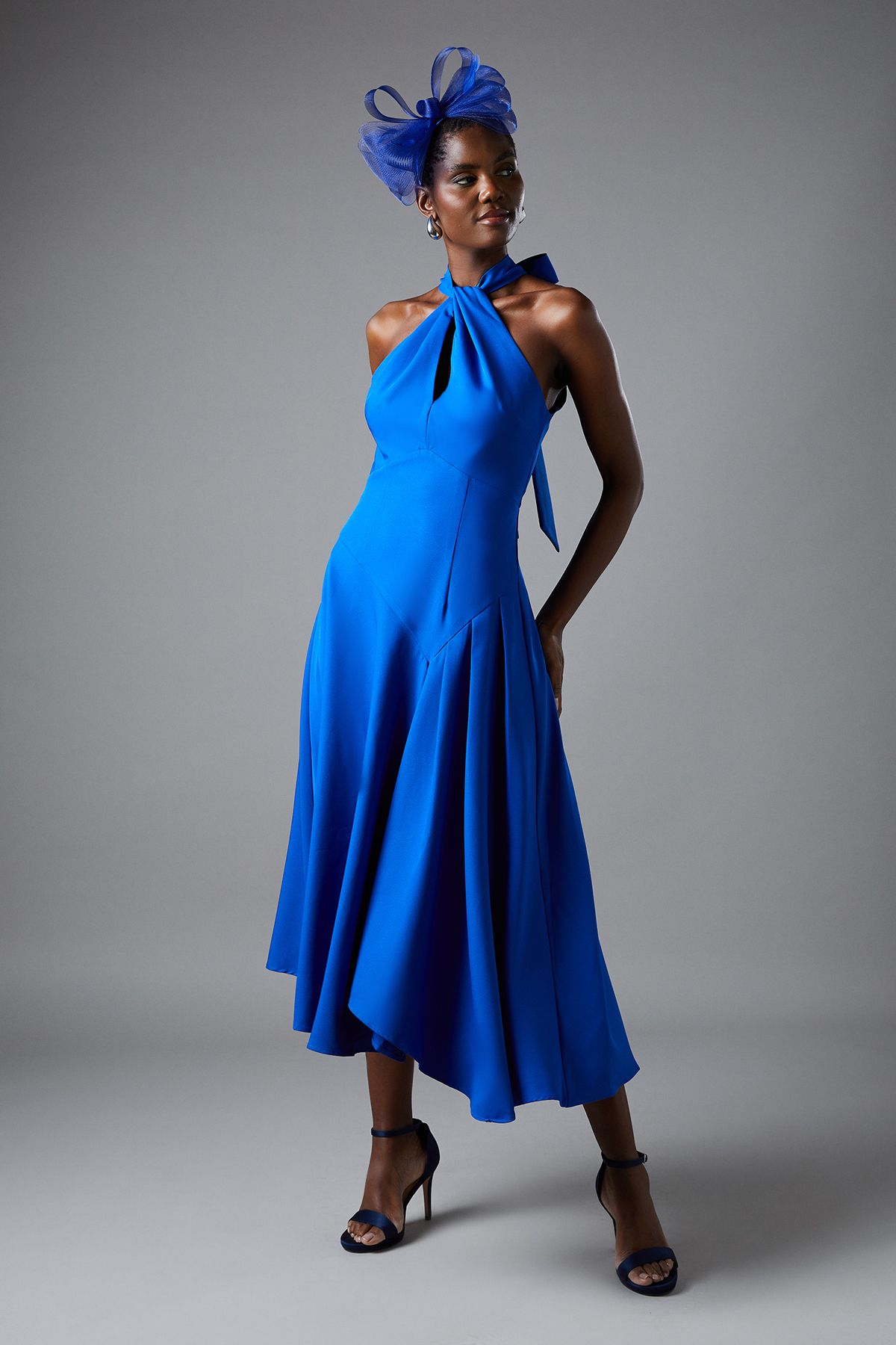 Coast Cross Neck Pleated Midi Dress Cobalt image 1