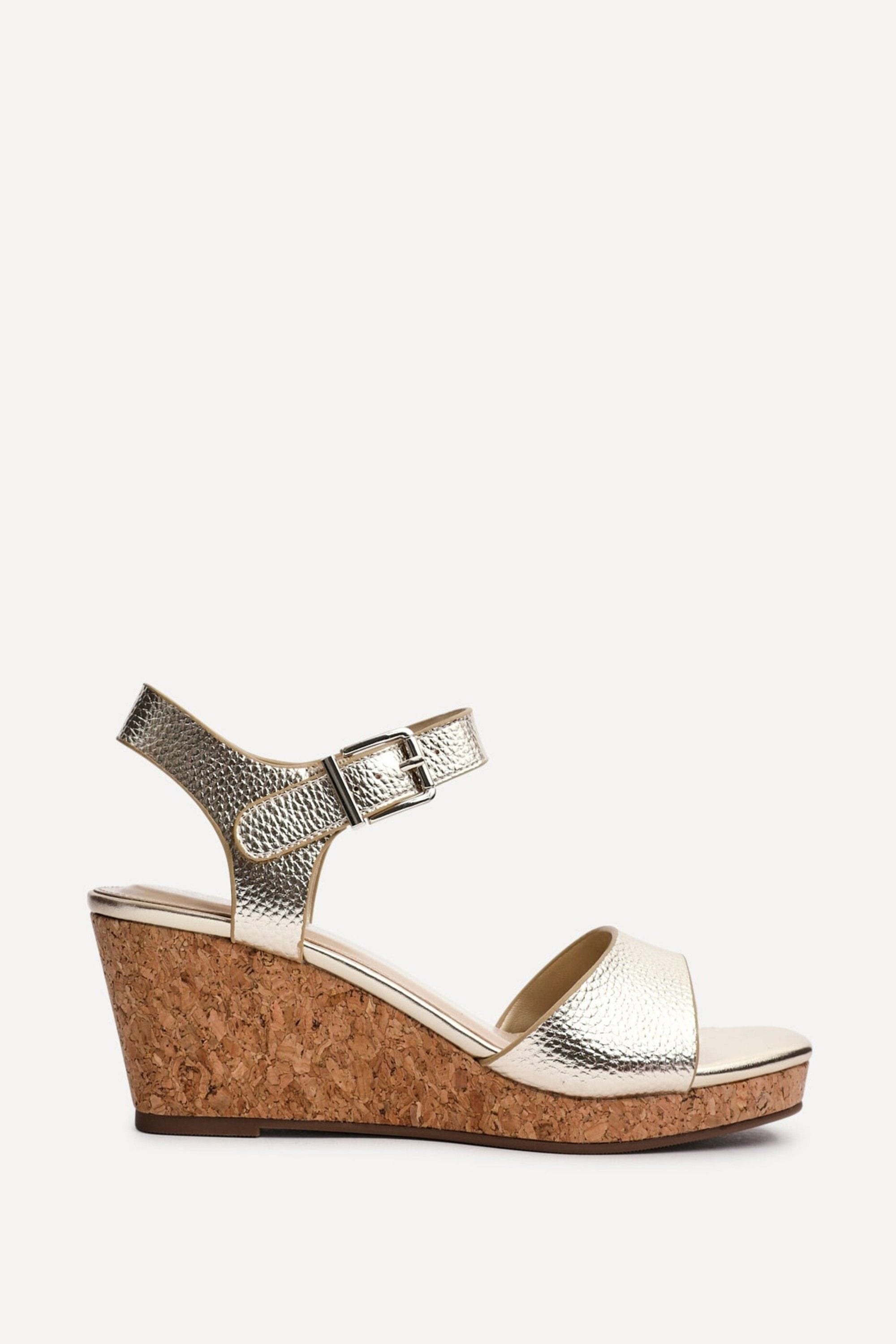 Linzi Sierra Gold Faux Leather Cork Platform Wedge image 1