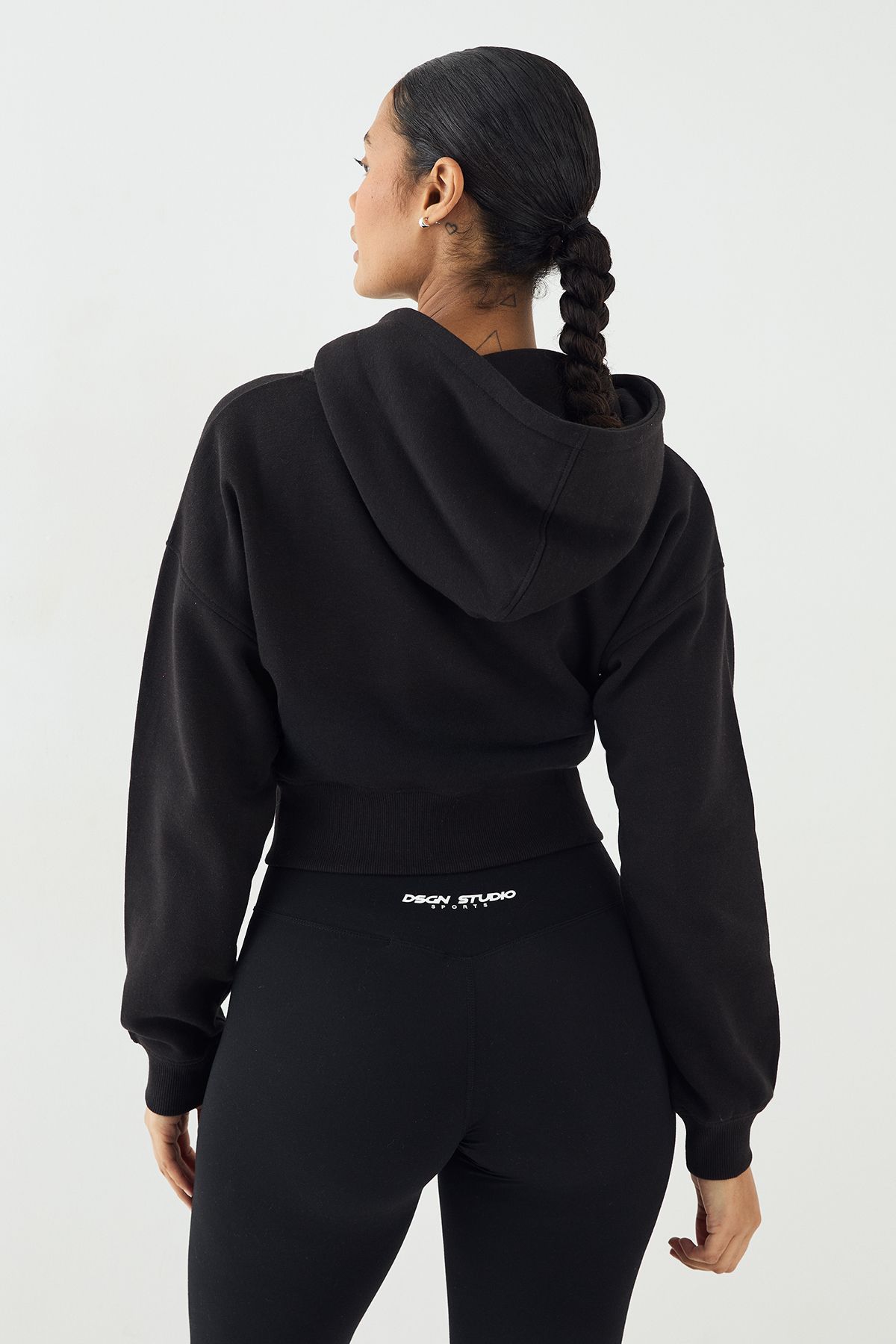 DSGN Studio DSGN Studio Script Embroidered Zip Through Hoodie Black image 2