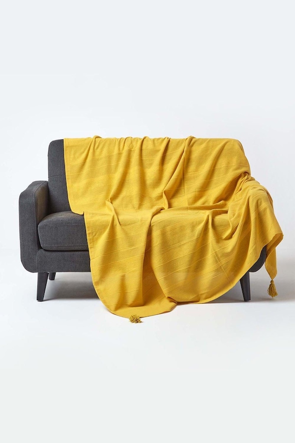 Homescapes Cotton Rajput Ribbed Throw