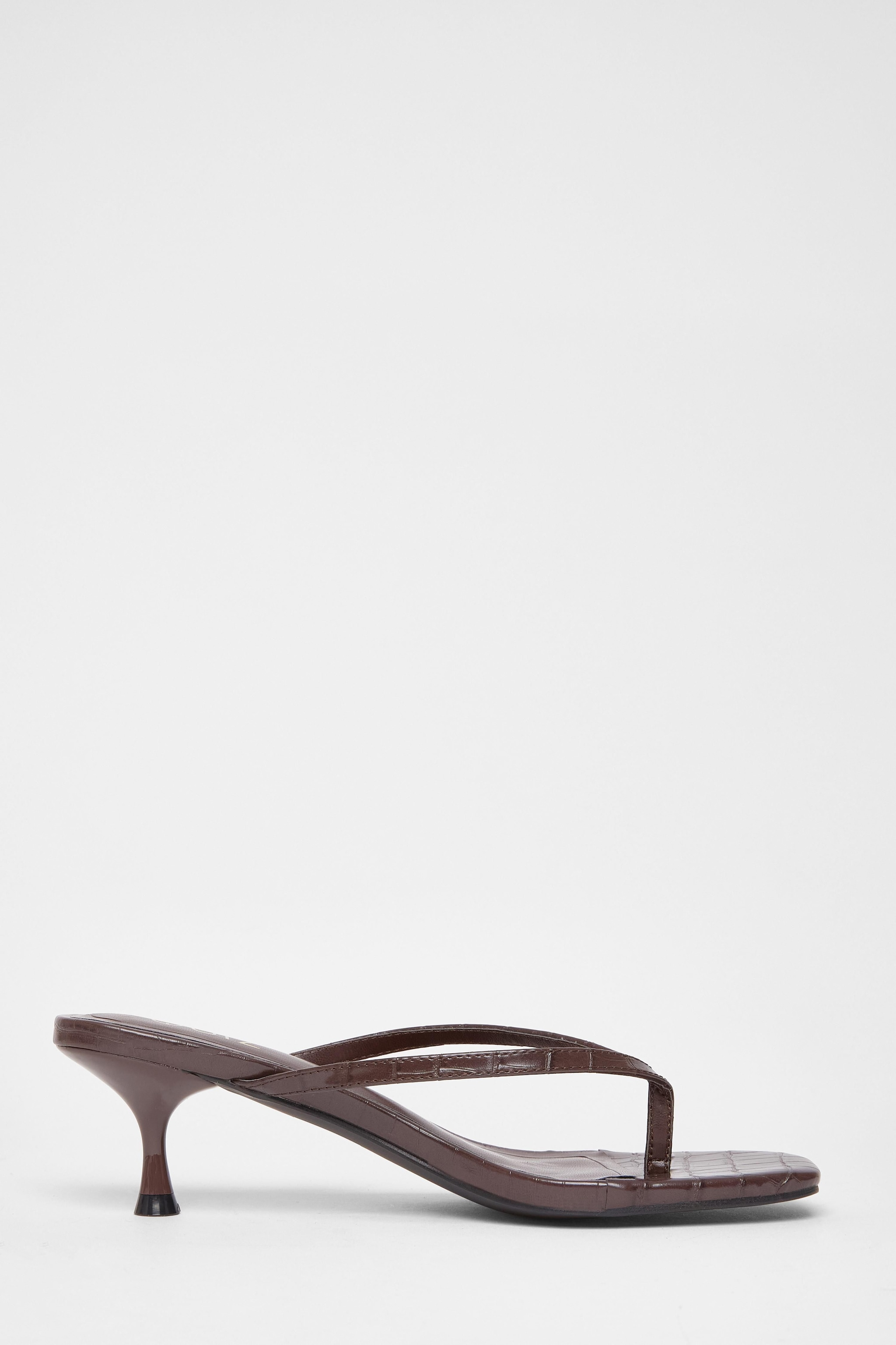 Quiz Brown Croc Toe Post Heels image 5