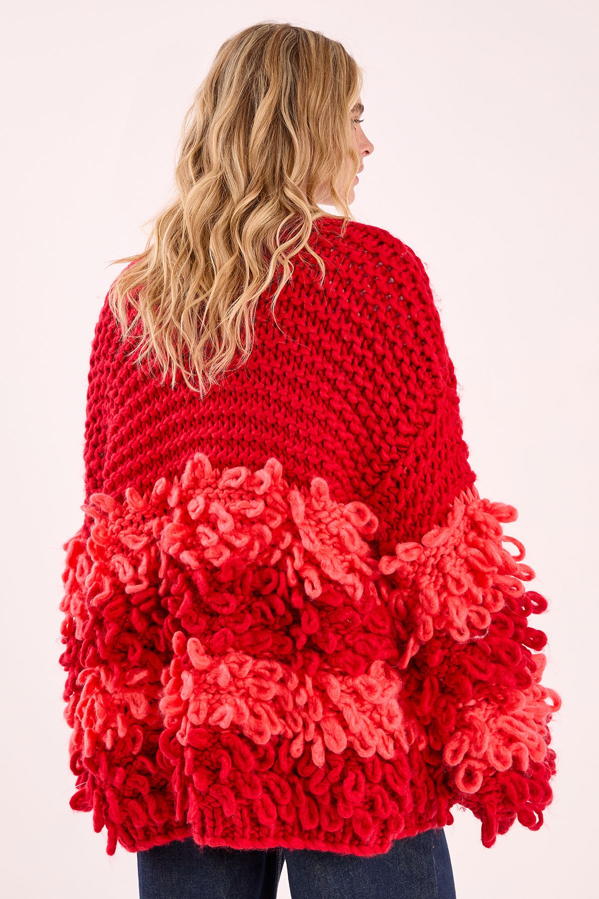 NastyGal Extreme Stripe Loopy Cardigan Red image 3