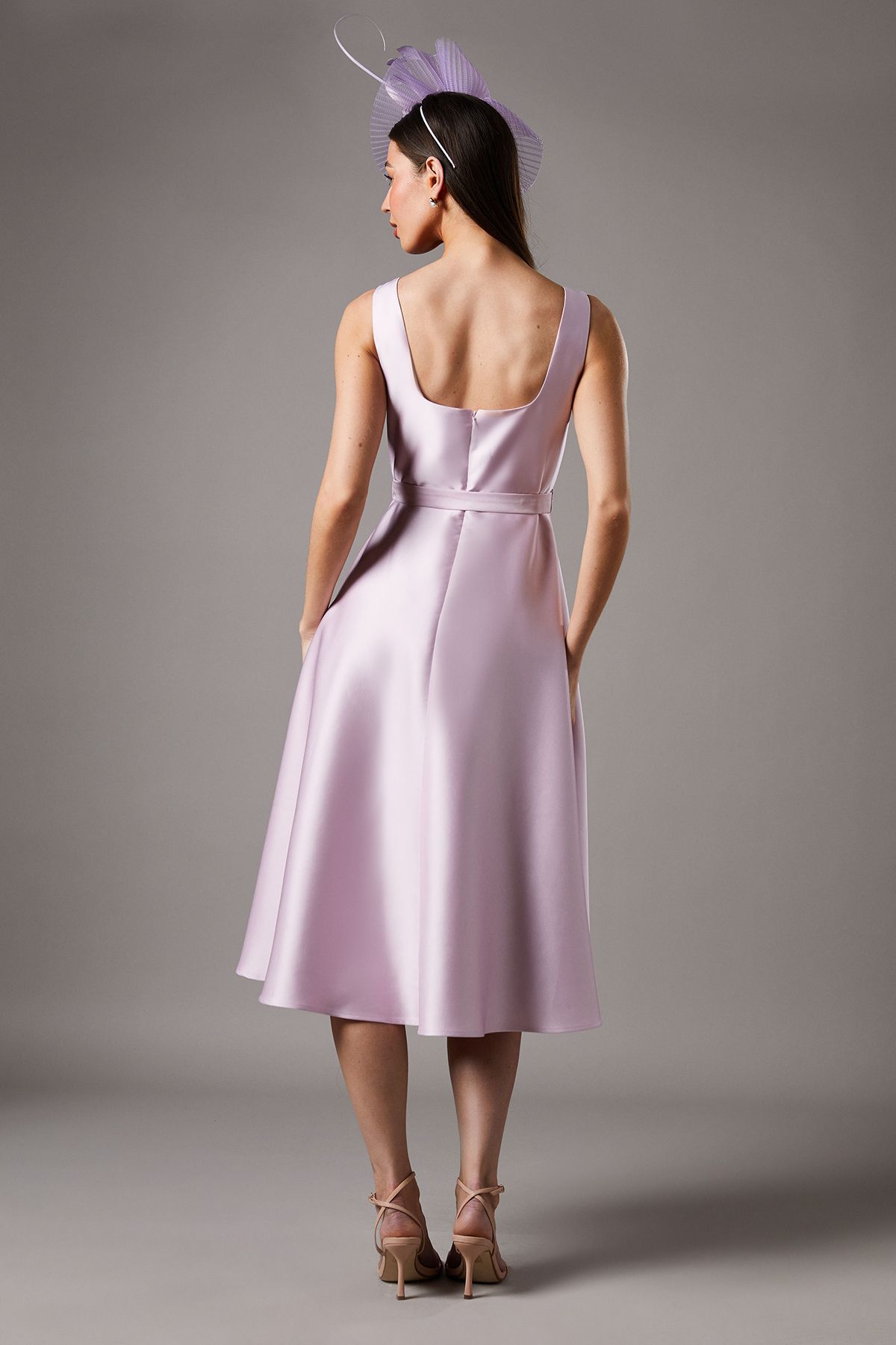 Coast Petite Belted Twill Midi Dress Lilac image 3