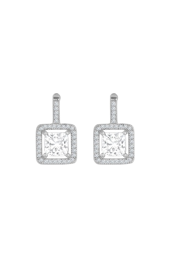 Jon Richard Rhodium Plated Cubic Zirconia Crystal Drop Earrings