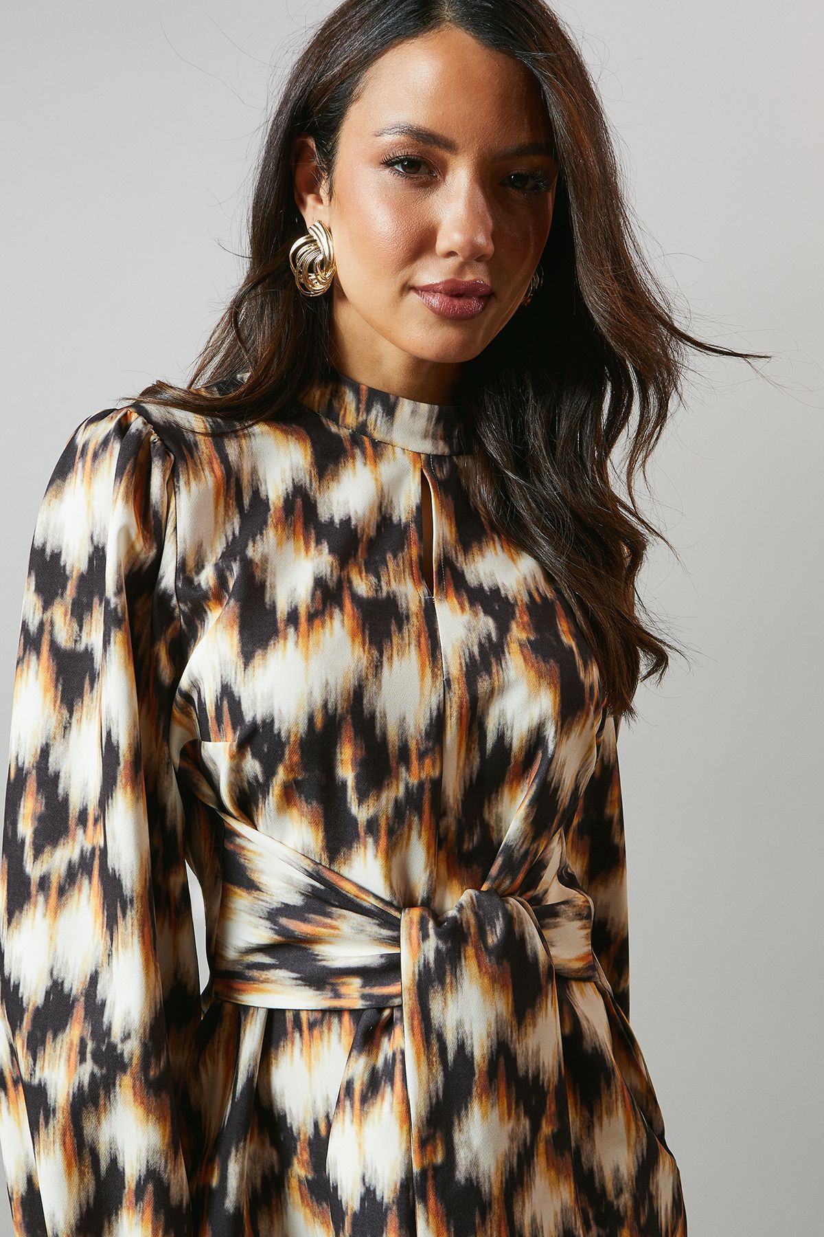 Principles Black Valerie Printed Keyhole Midi Dress Black image 4