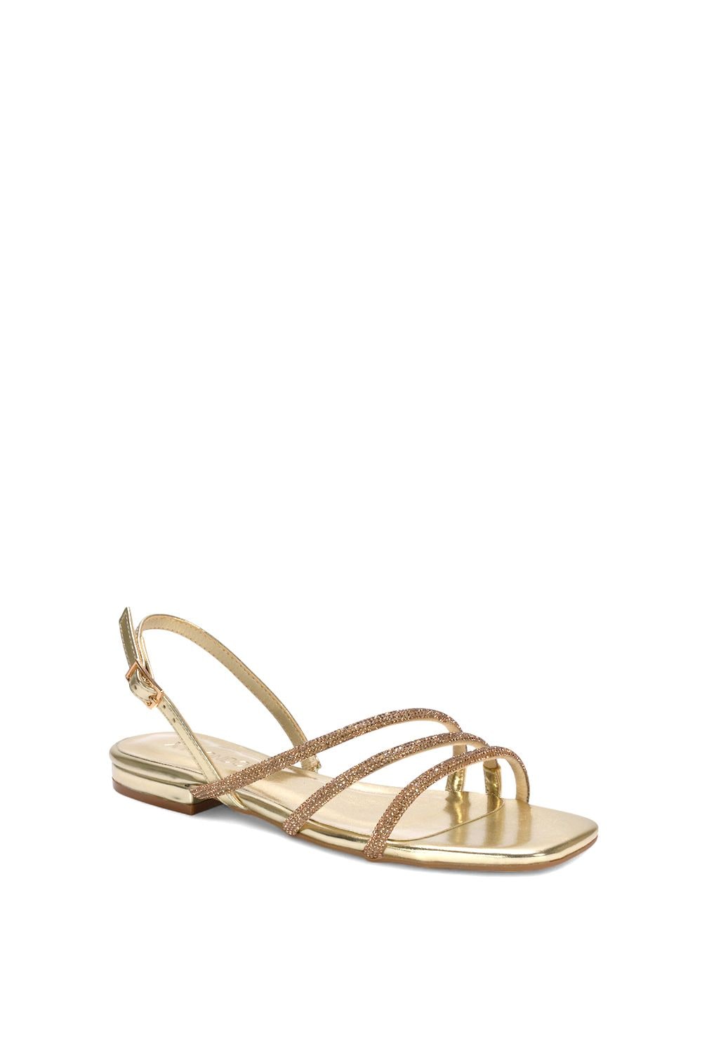 XY London 'Abigale' Strappy Diamante Flat Slingback Sandals With Buckle image 2
