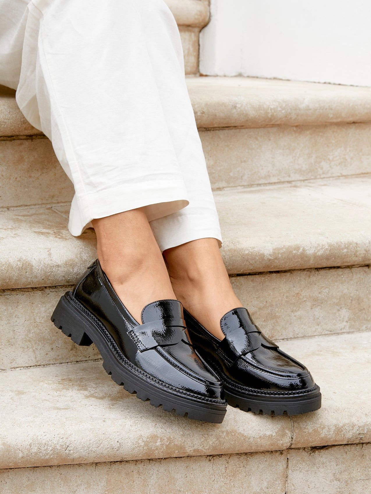 Linzi Lesson Black Patent Chunky Loafer image 6