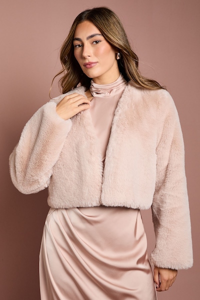 Coast Blush Occasion Short Edge To Edge Faux Fur Coat Blush