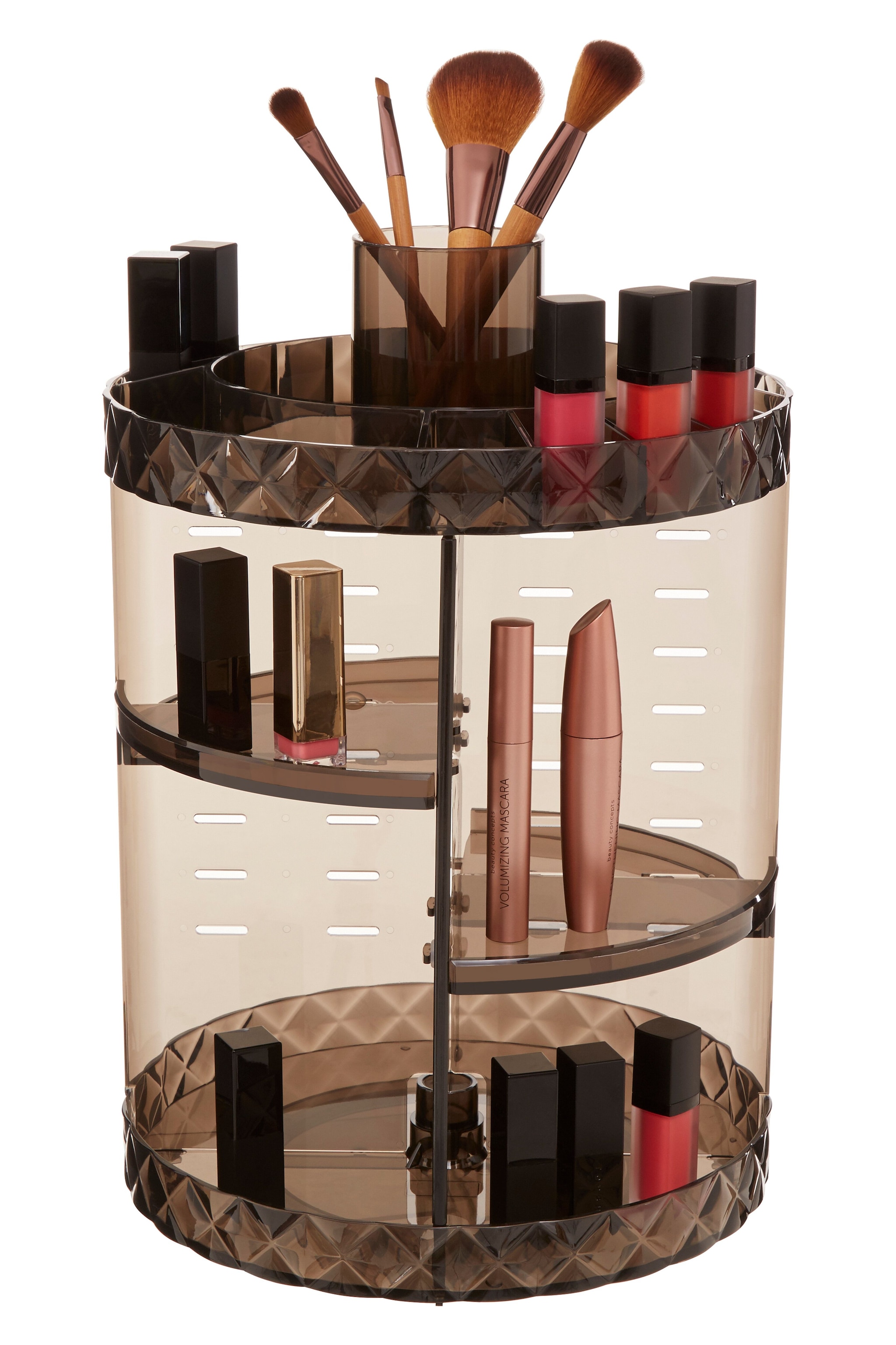 Orsina Sturdy 3 Tiered Round Revolving Black Cosmetics Organiser, Rotating Organiser, Makeup Drawer Organizer image 1