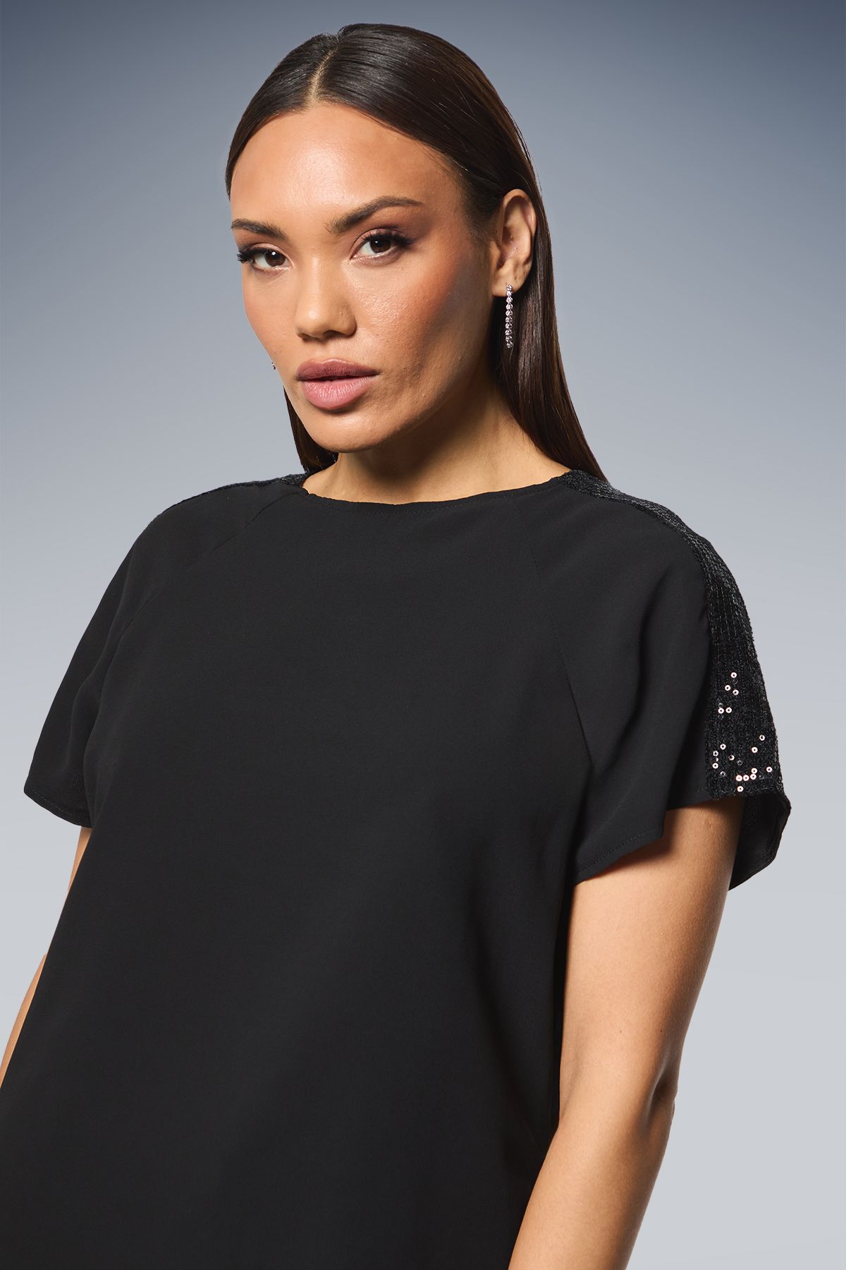 Principles Black Sequin Insert T-shirt Black image 4