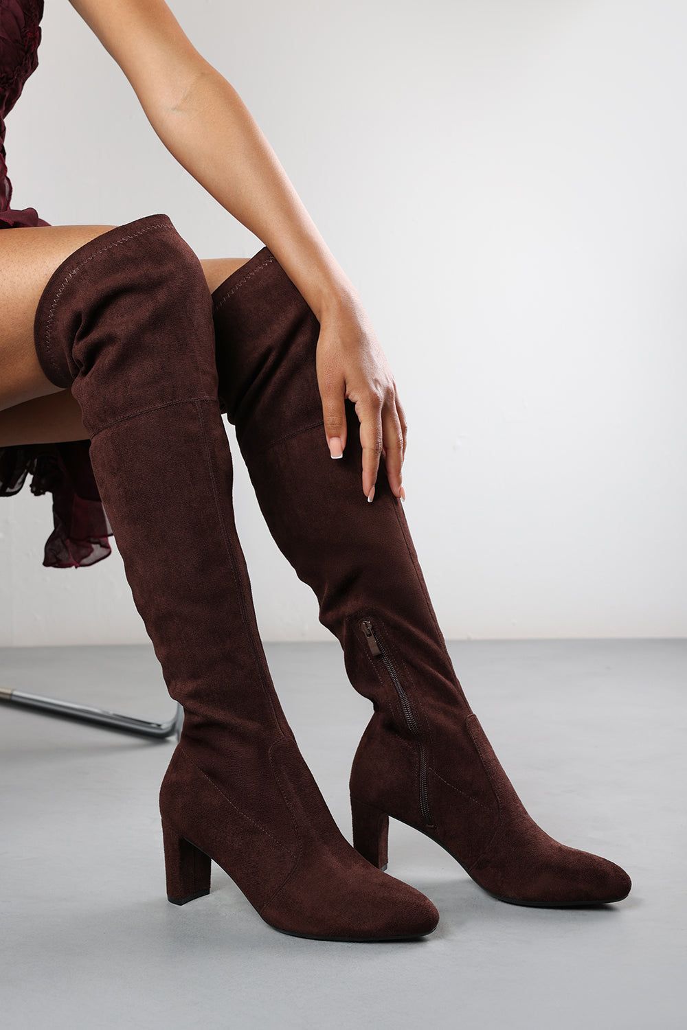 Where's That From 'Sonya' Suede Block Heel Over The Knee Boots image 7