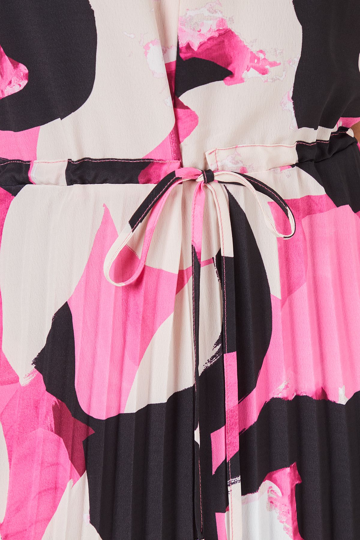 Principles Pink Abstract Print Pleated Skirt Zip Front Midi Dress Pink image 5