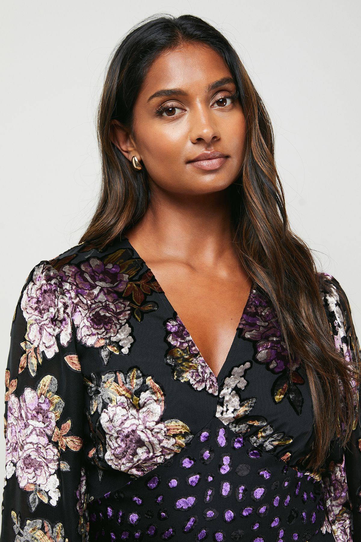 Oasis Floral Devore Mix Mini Dress Floral image 5