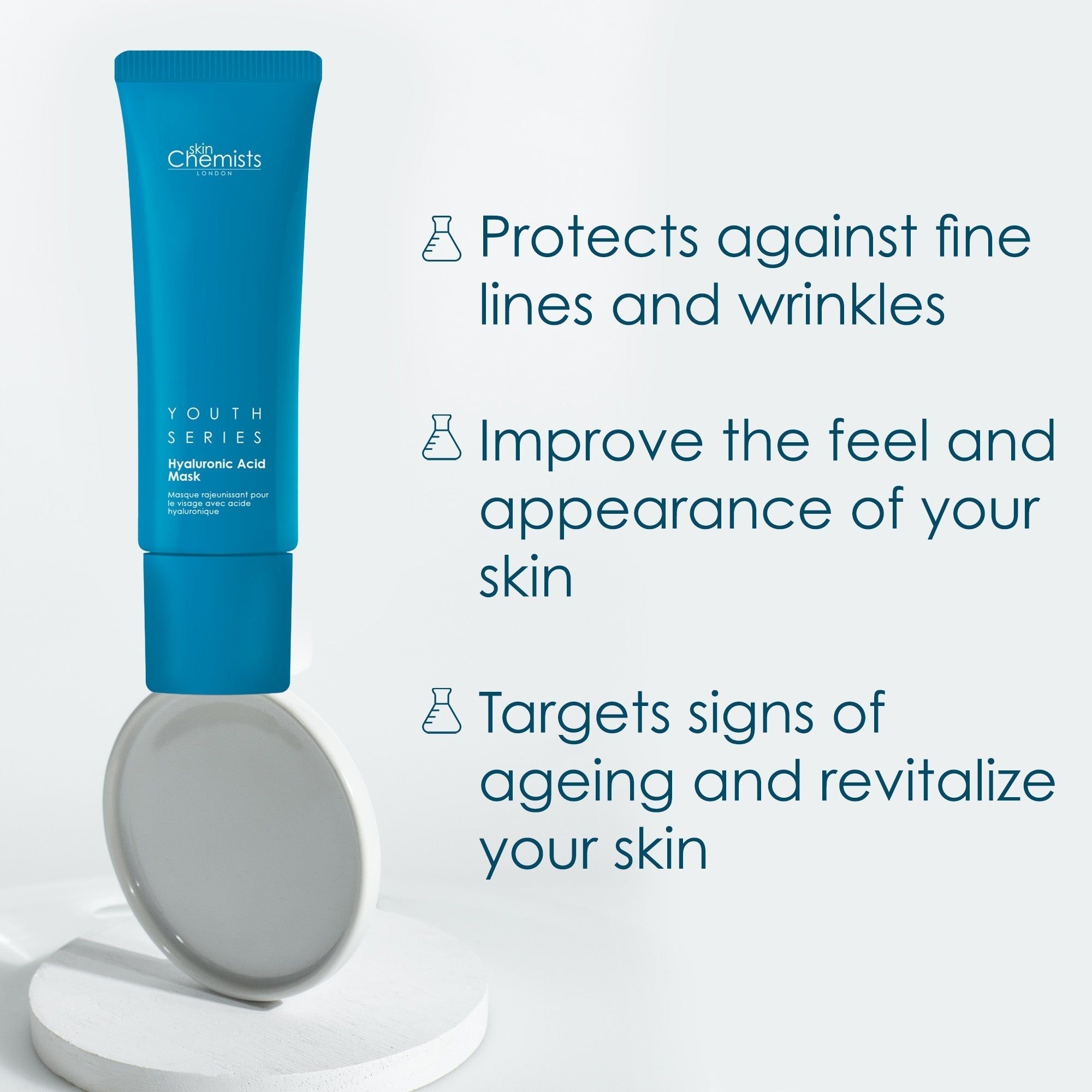 skinChemists Youth Series 1% Hyaluronic Acid Mask 50ml x 2 Duo Pack image 4
