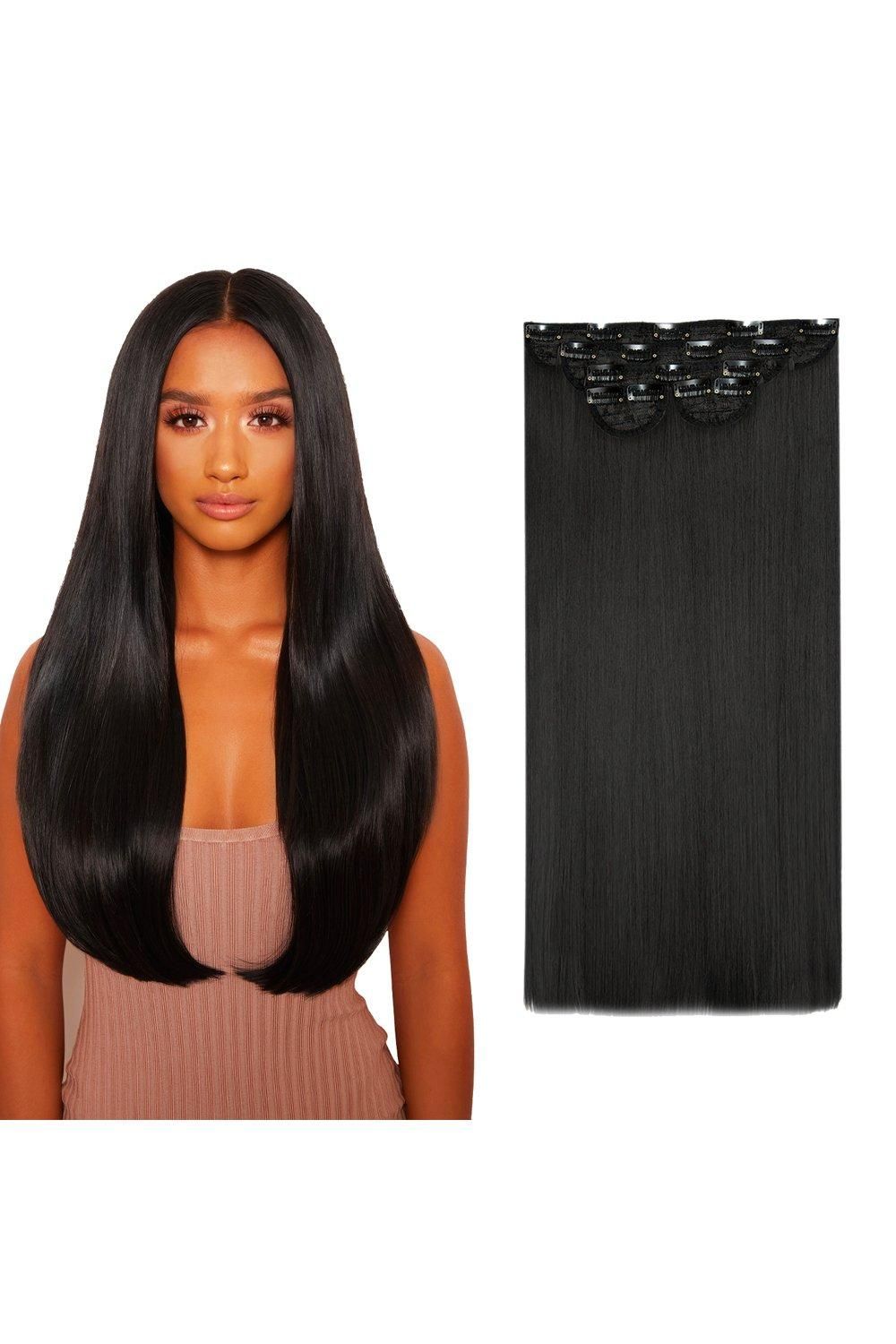 Lullabellz Super Thick 22" 5 Piece Straight Clip In Extensions Natural Black image 3