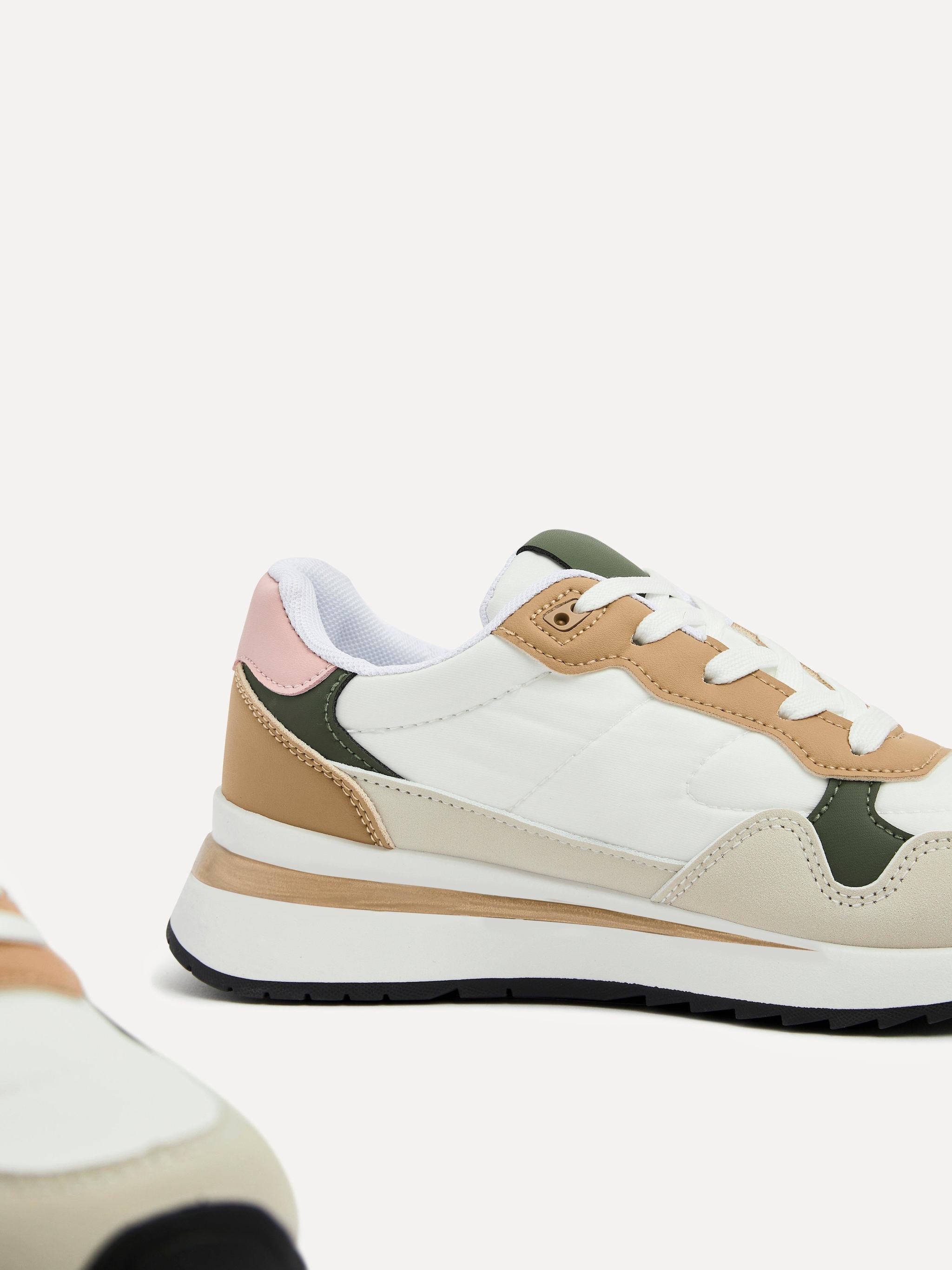 Linzi Clapham Beige Two-Tone Wedged Trainer image 4