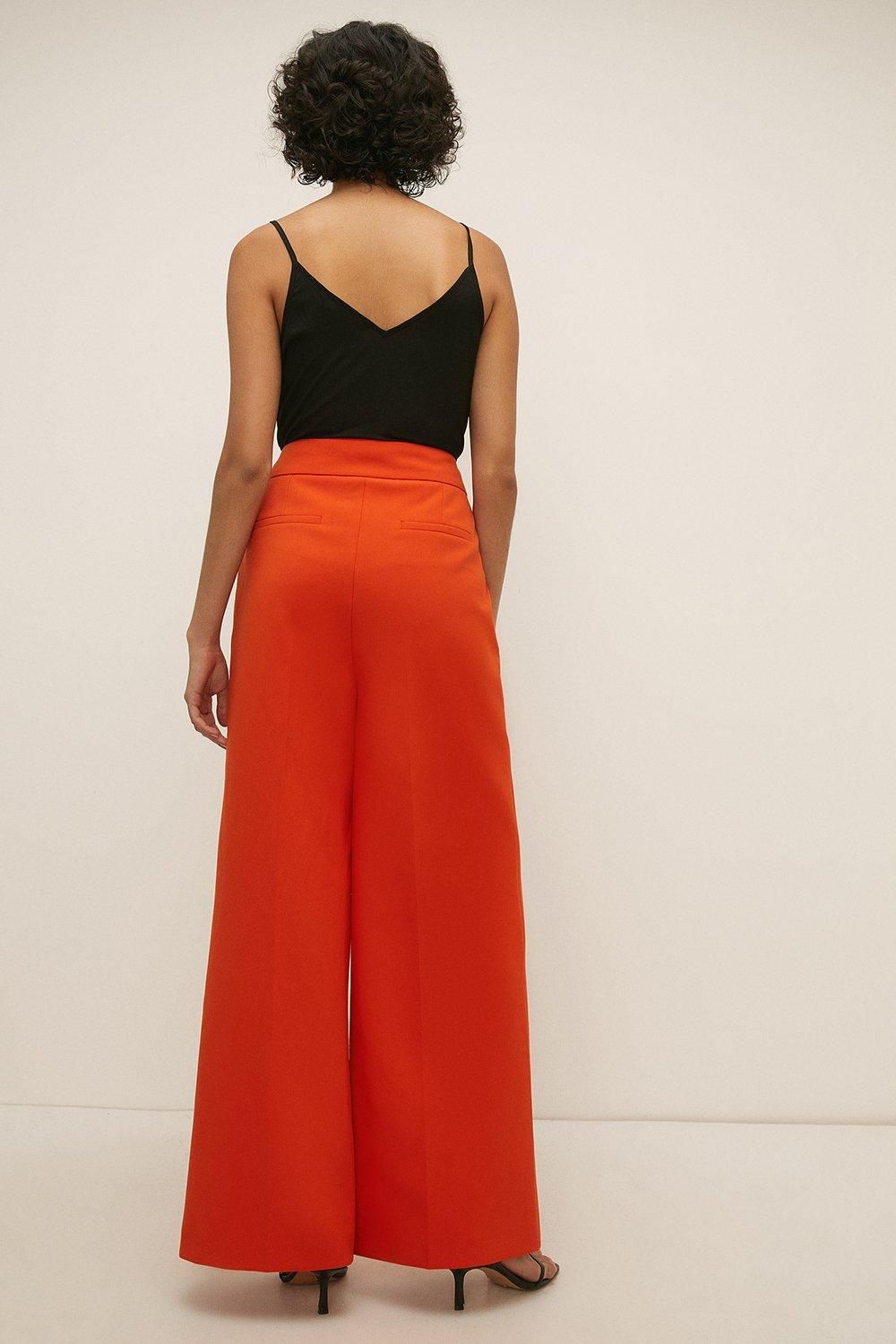 Oasis Premium Tailored Wide Leg Trousers Orange image 3
